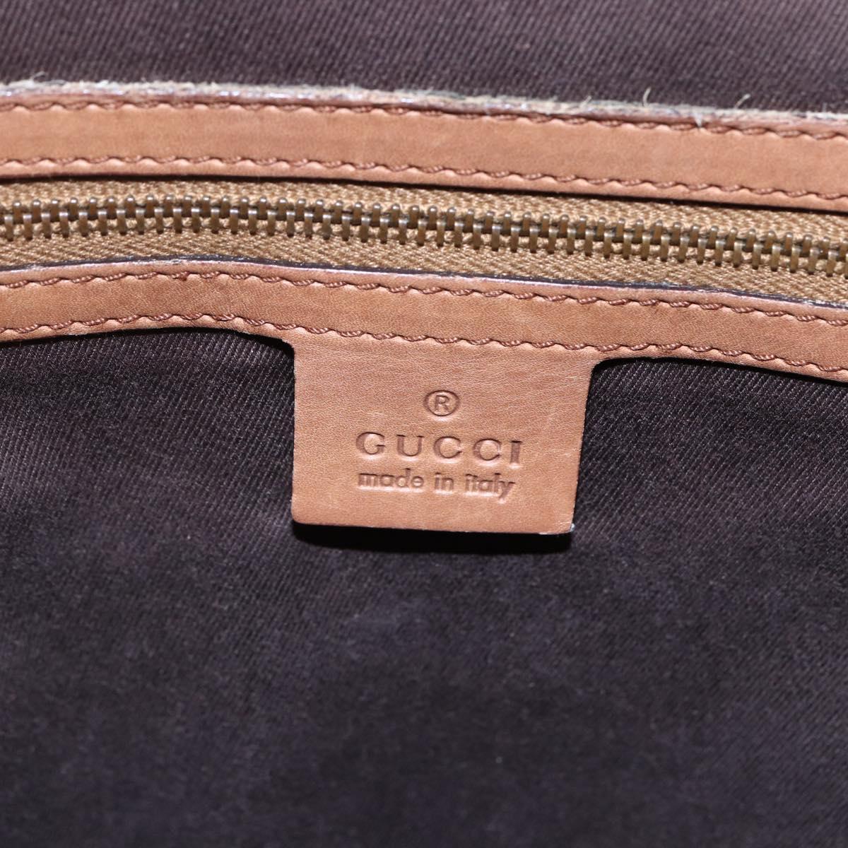 GUCCI GG Canvas Tote Bag Suede Beige Gold 120897 Auth 145158