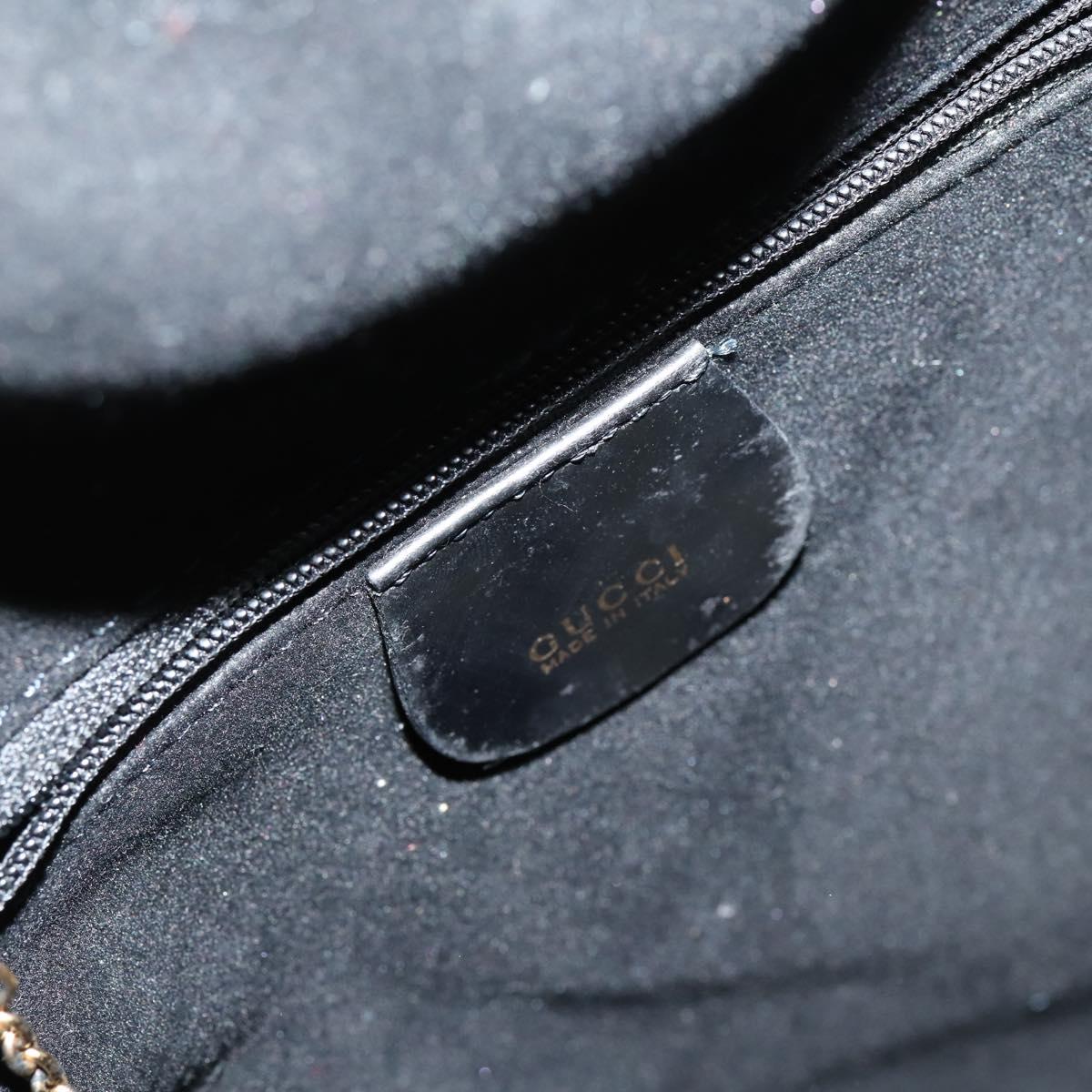 GUCCI Bamboo Body Bag Patent leather Black Gold 003 3444 0027 Auth 145161