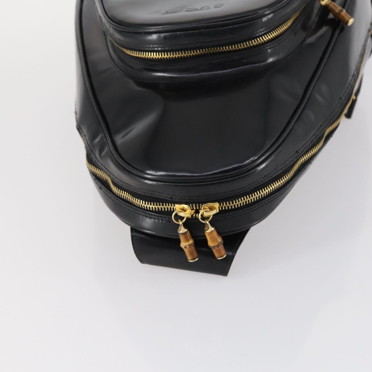 GUCCI Bamboo Body Bag Patent leather Black Gold 003 3444 0027 Auth 145161
