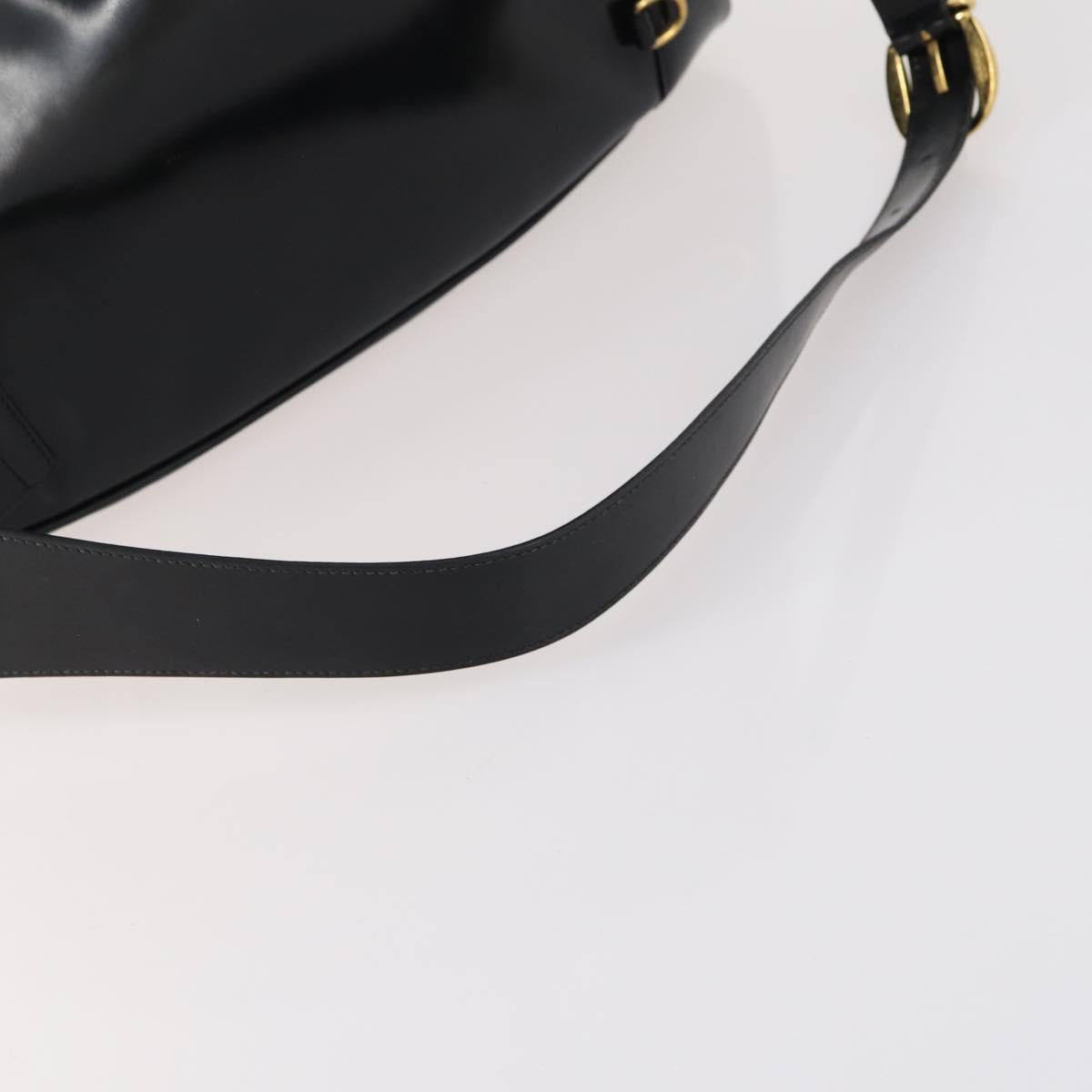 GUCCI Bamboo Body Bag Patent leather Black Gold 003 3444 0027 Auth 145161