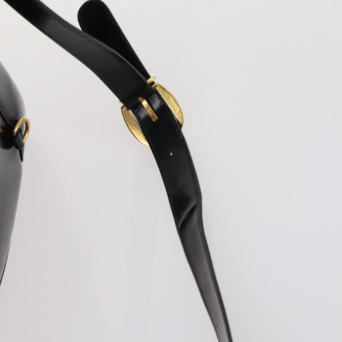 GUCCI Bamboo Body Bag Patent leather Black Gold 003 3444 0027 Auth 145161