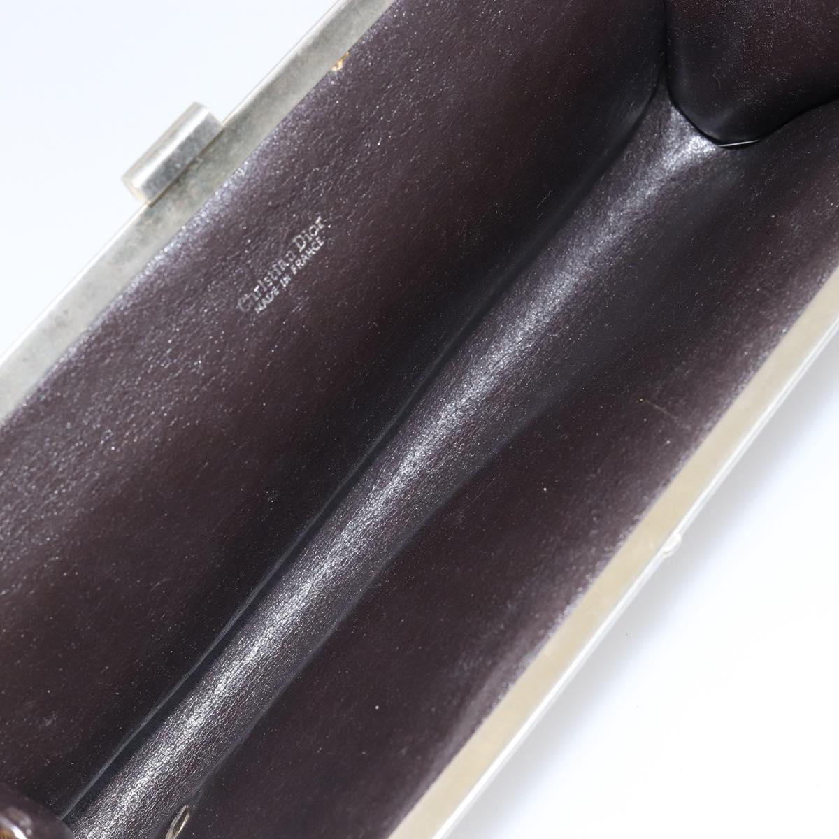 Christian Dior Trotter Canvas Clutch Bag Brown Gold Auth 145163