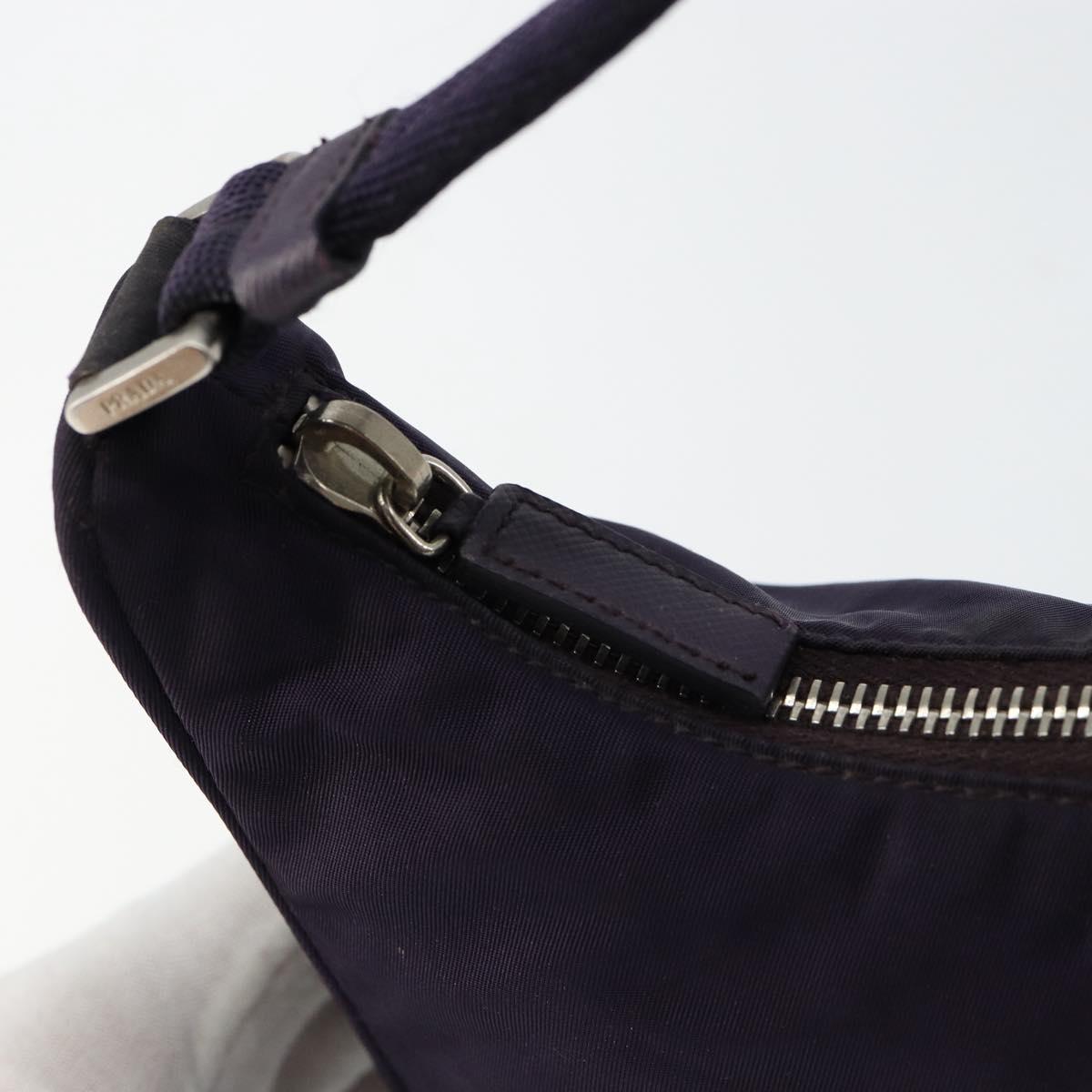 PRADA Hand Bag Nylon Purple Silver Auth 145166