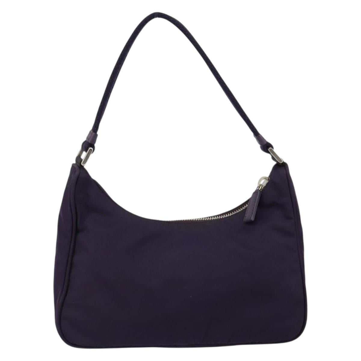 PRADA Hand Bag Nylon Purple Silver Auth 145166
