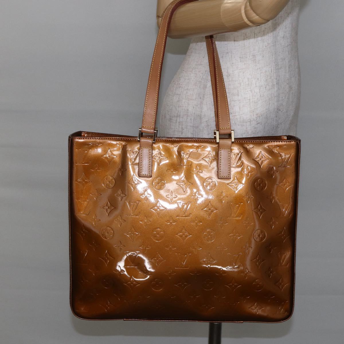 LOUIS VUITTON Monogram Vernis Columbus Tote Bag Bronze M91134 LV Auth 145167