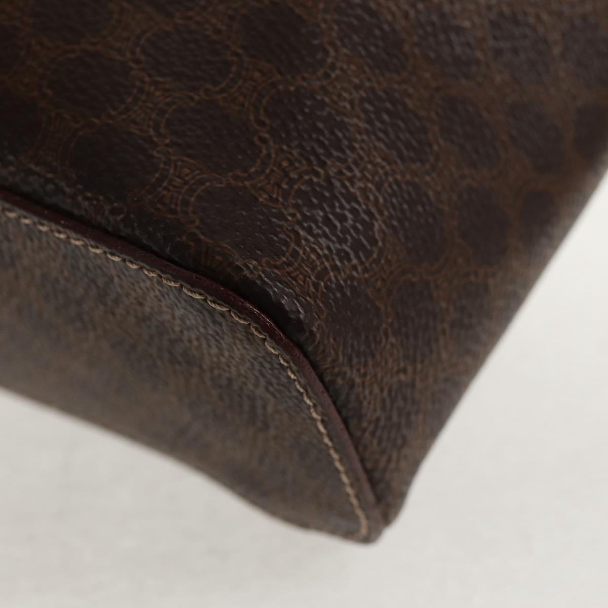 CELINE Macadam Canvas Hand Bag PVC Leather Brown Gold Auth 145189V