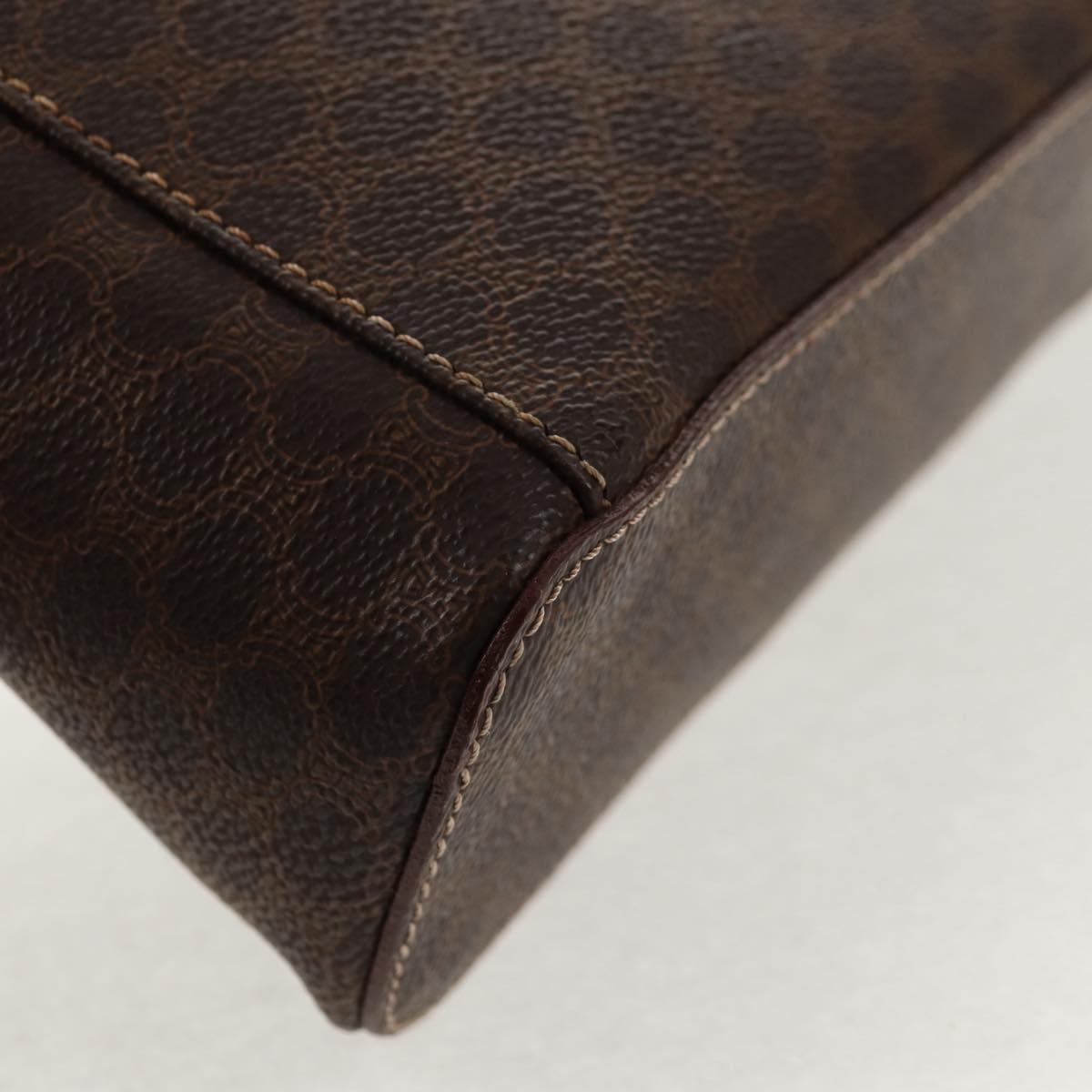 CELINE Macadam Canvas Hand Bag PVC Leather Brown Gold Auth 145189V