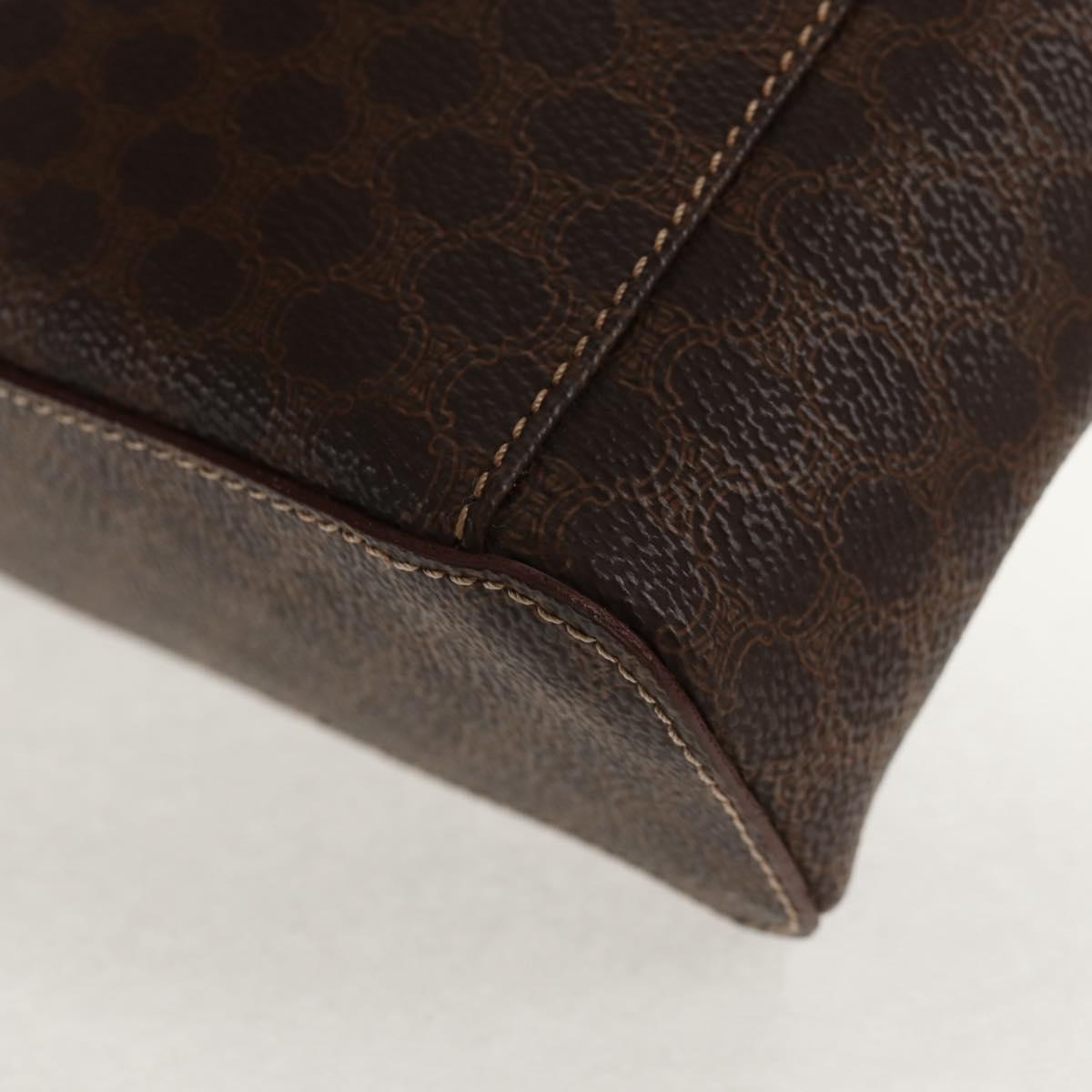 CELINE Macadam Canvas Hand Bag PVC Leather Brown Gold Auth 145189V