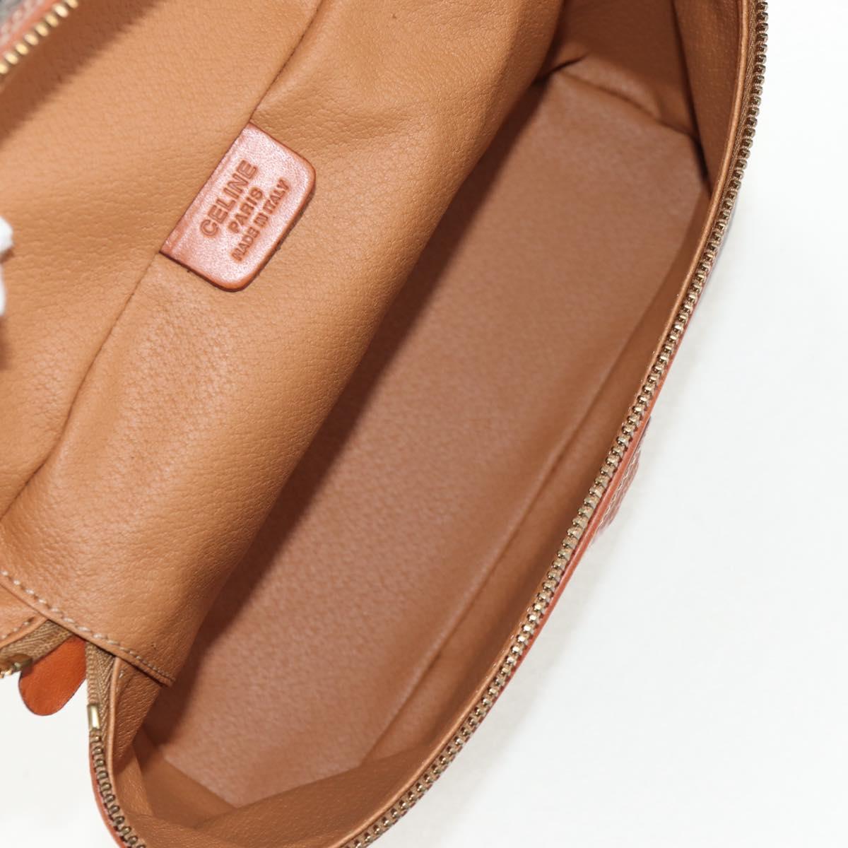 CELINE Macadam Canvas Hand Bag PVC Leather Brown Gold Auth 145189V