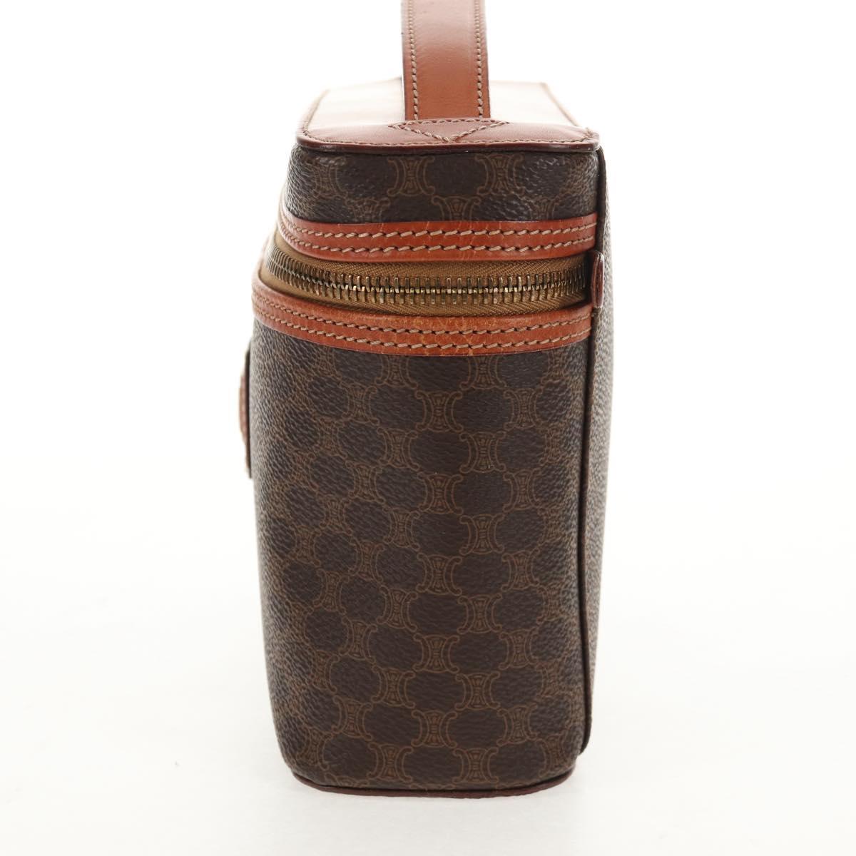 CELINE Macadam Canvas Hand Bag PVC Leather Brown Gold Auth 145189V