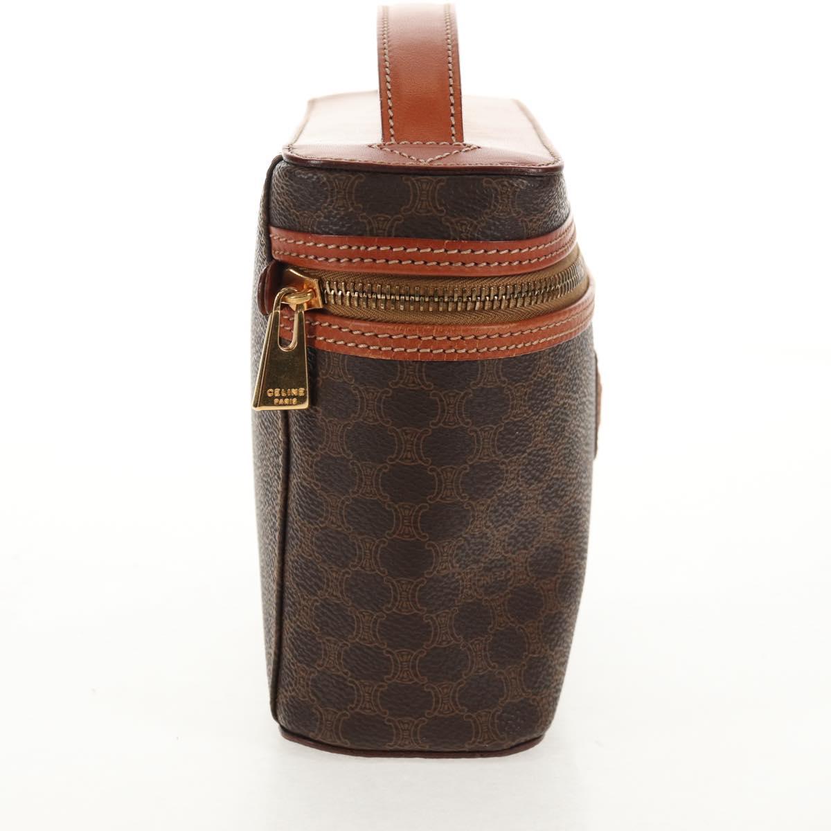 CELINE Macadam Canvas Hand Bag PVC Leather Brown Gold Auth 145189V
