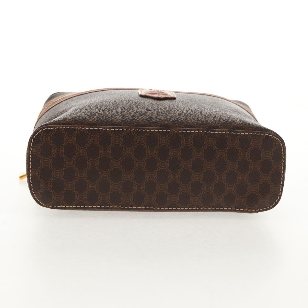 CELINE Macadam Canvas Hand Bag PVC Leather Brown Gold Auth 145189V