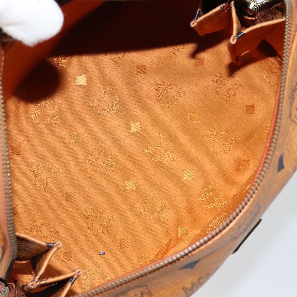 MCM Logogram Vicetos Boston Bag PVC Leather Brown Gold Auth 145190