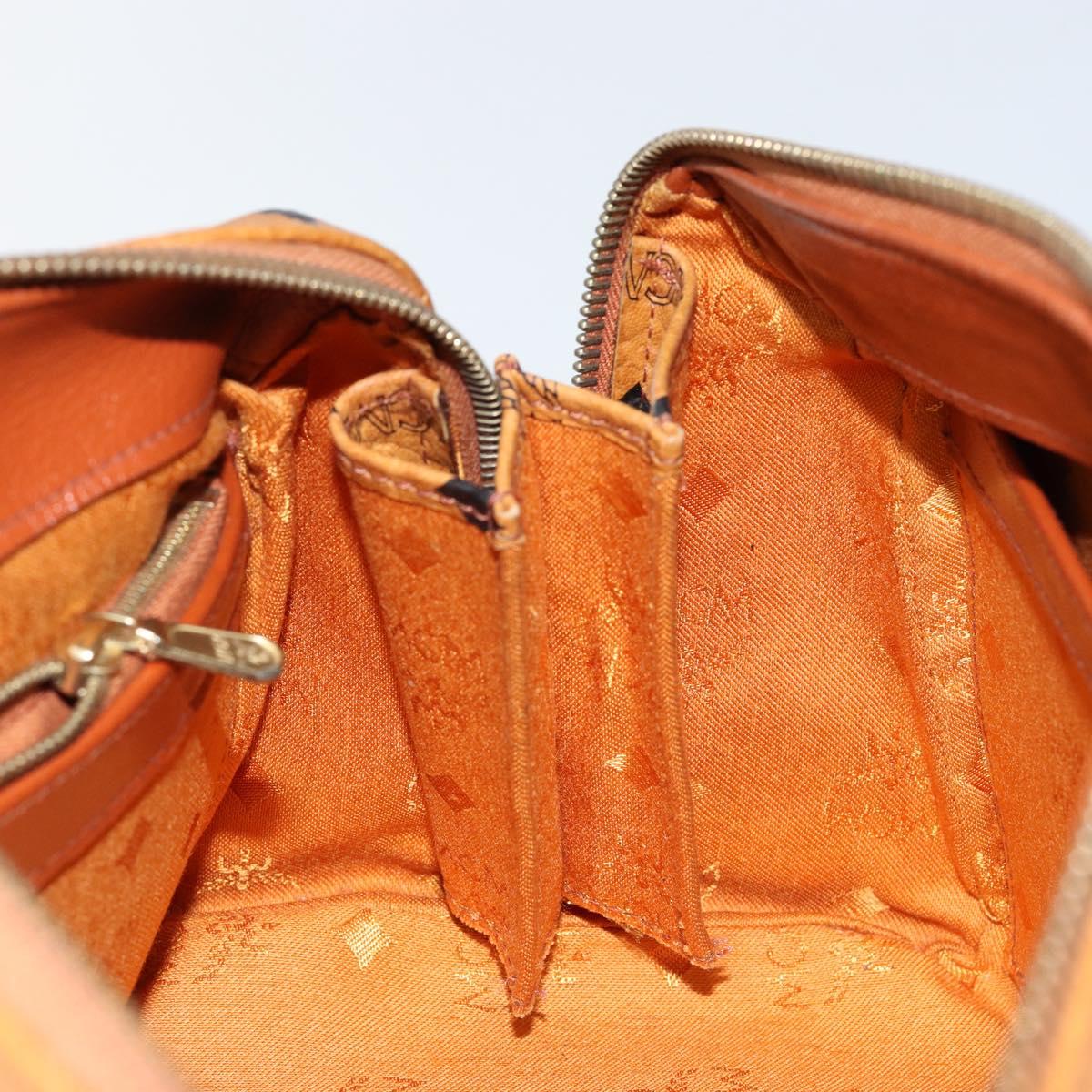 MCM Logogram Vicetos Boston Bag PVC Leather Brown Gold Auth 145190