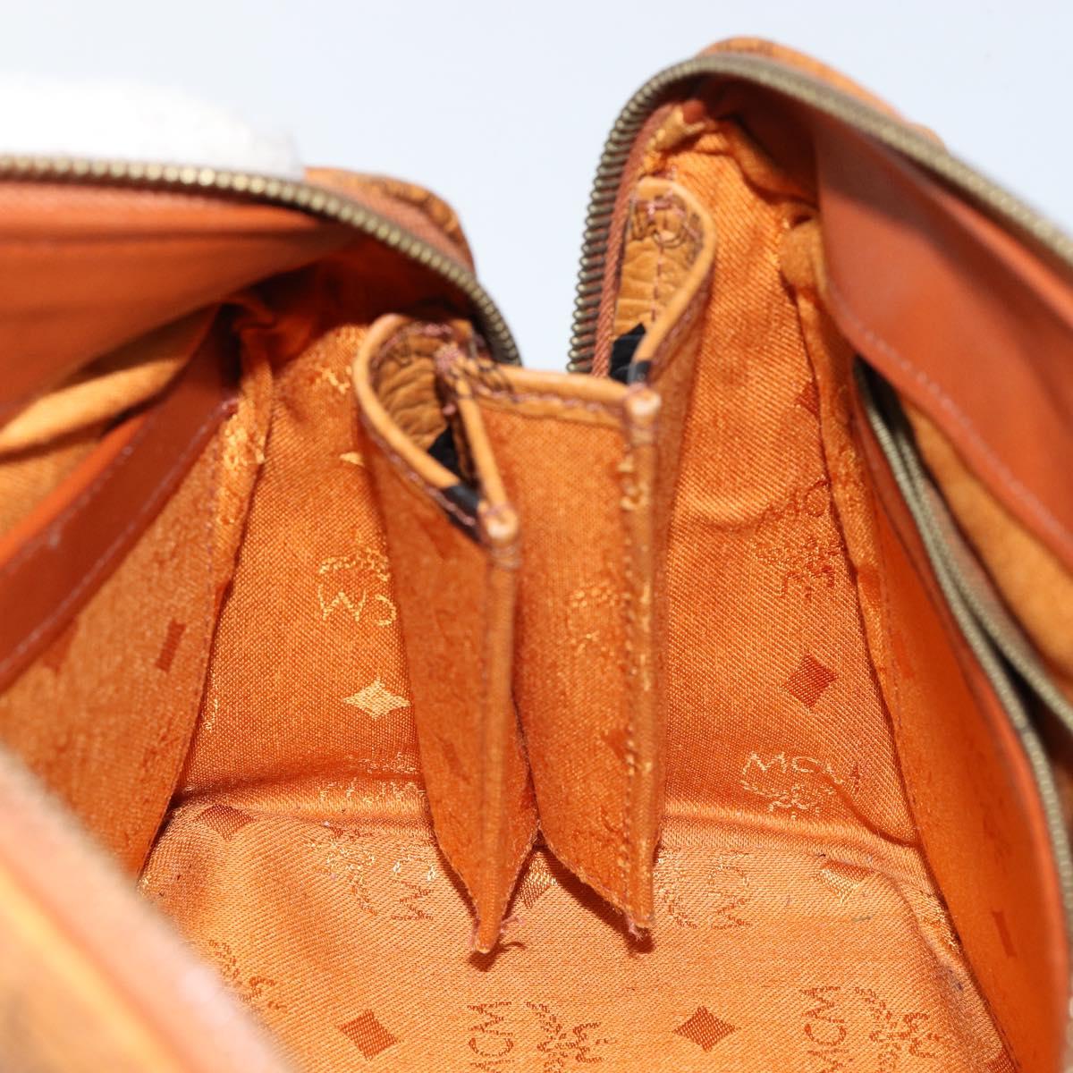 MCM Logogram Vicetos Boston Bag PVC Leather Brown Gold Auth 145190