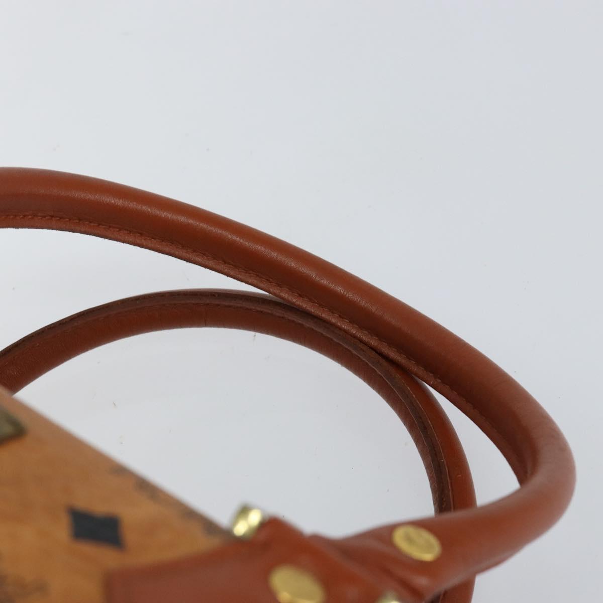 MCM Logogram Vicetos Boston Bag PVC Leather Brown Gold Auth 145190