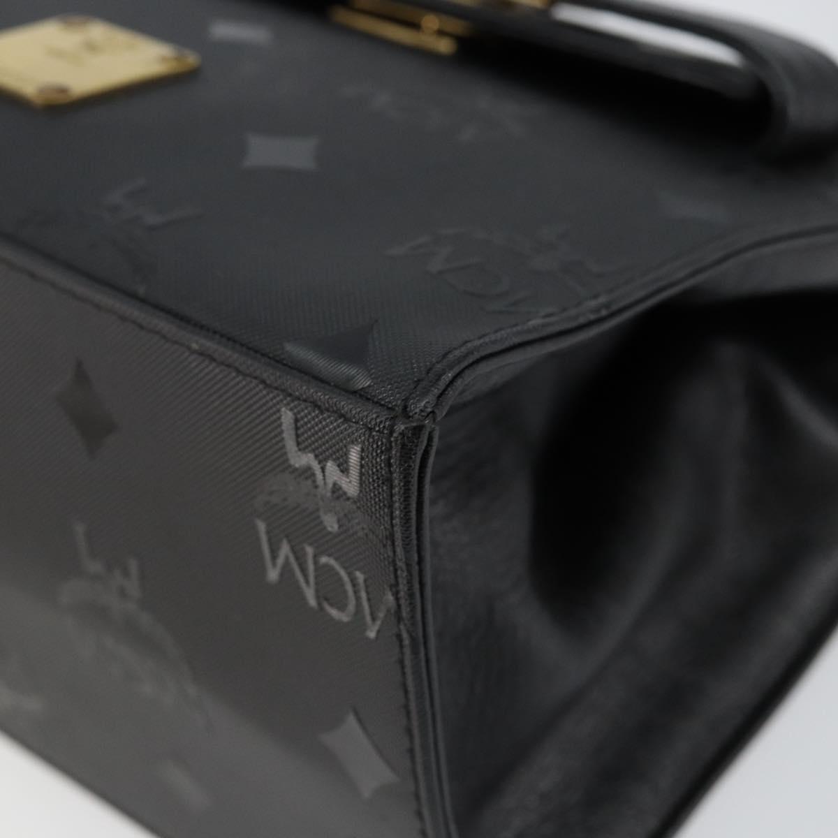 MCM Vicetos Logogram Hand Bag PVC Black Gold Auth 145191