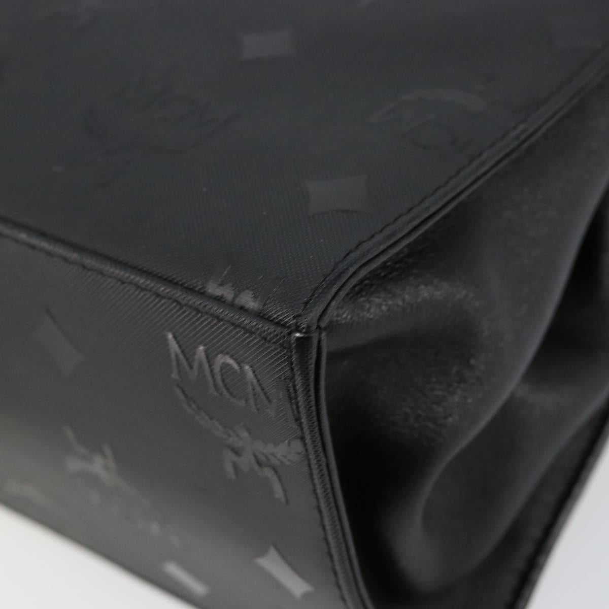 MCM Vicetos Logogram Hand Bag PVC Black Gold Auth 145191