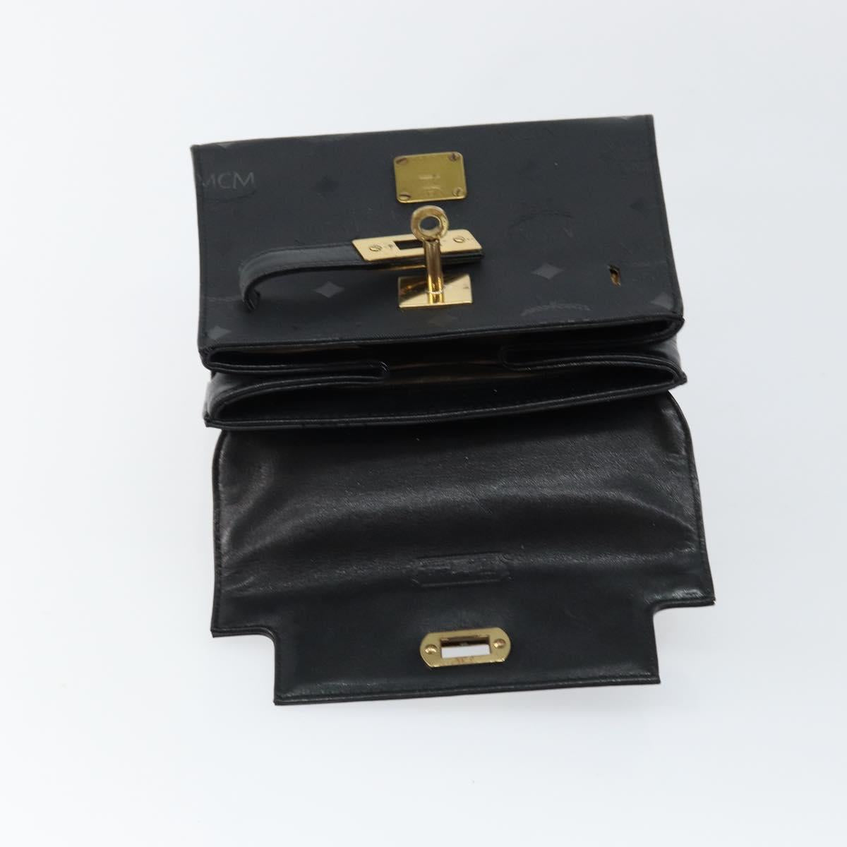 MCM Vicetos Logogram Hand Bag PVC Black Gold Auth 145191