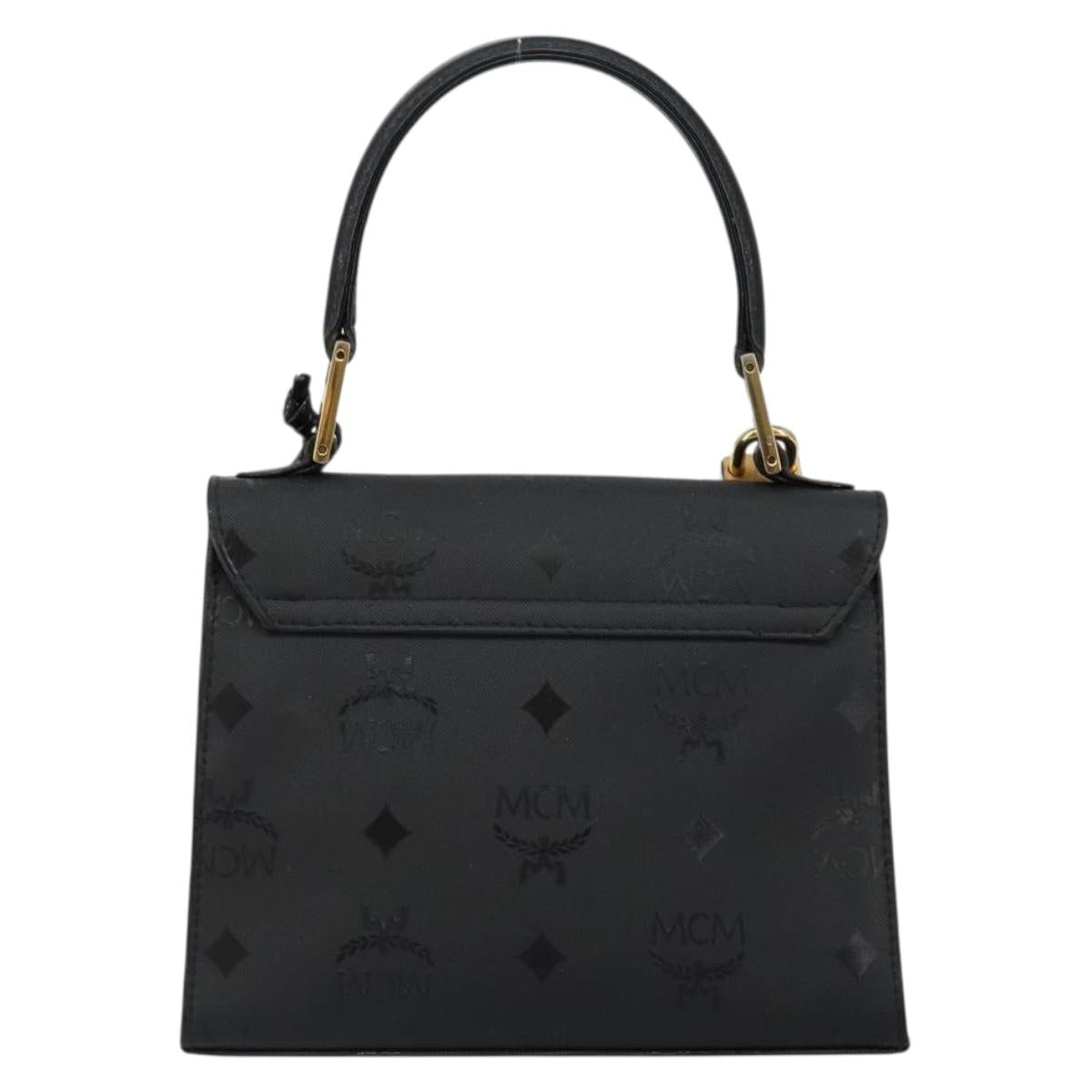 MCM Vicetos Logogram Hand Bag PVC Black Gold Auth 145191