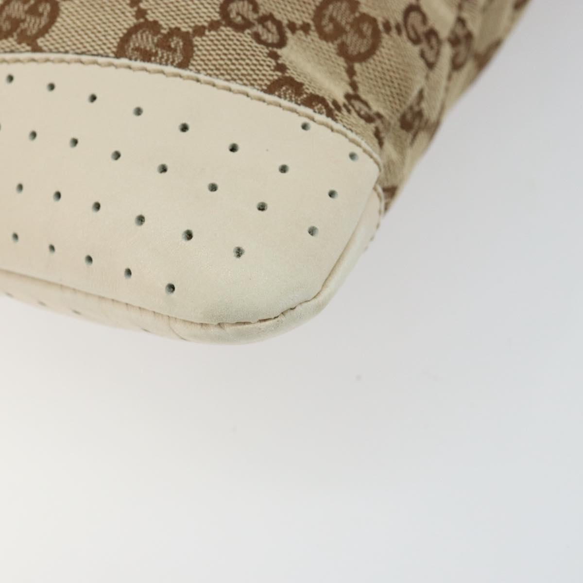 GUCCI GG Canvas Shoulder Bag Beige Silver 145857 Auth 145193