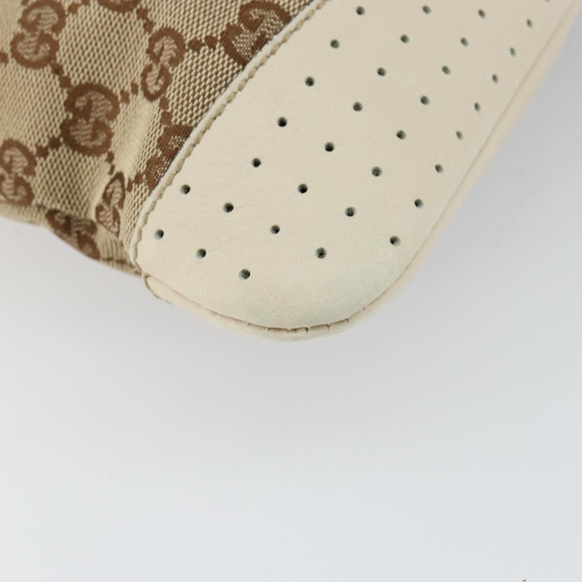 GUCCI GG Canvas Shoulder Bag Beige Silver 145857 Auth 145193