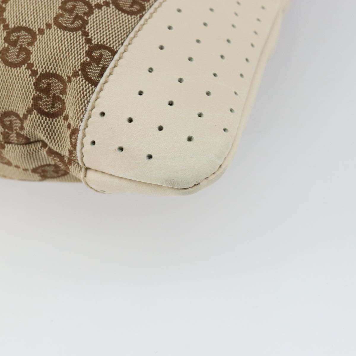 GUCCI GG Canvas Shoulder Bag Beige Silver 145857 Auth 145193