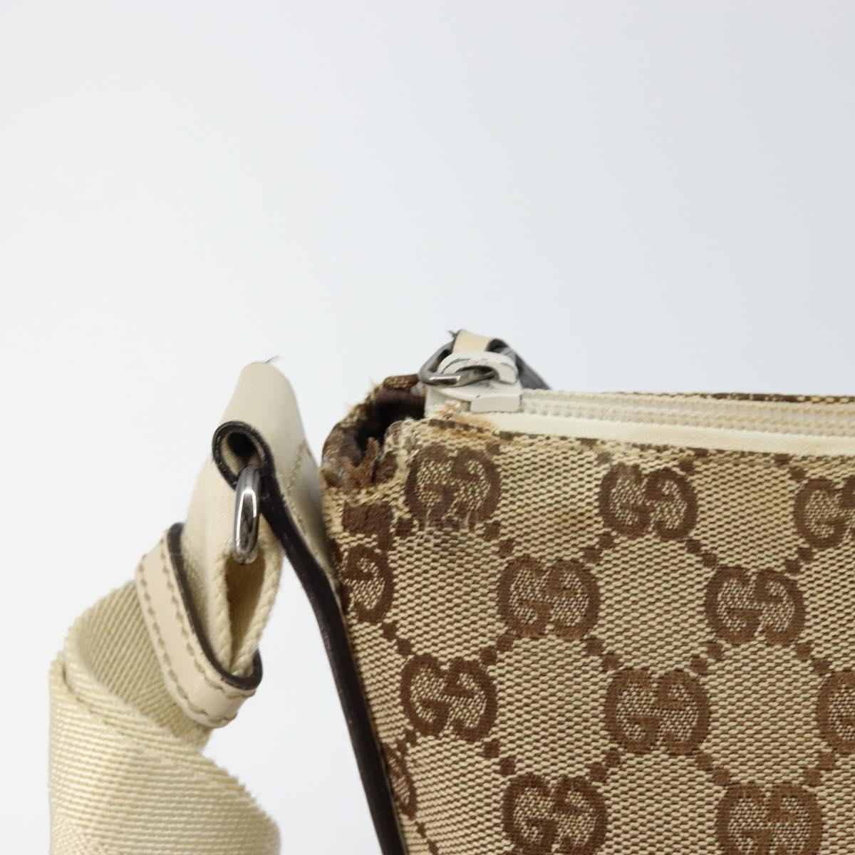 GUCCI GG Canvas Shoulder Bag Beige Silver 145857 Auth 145193