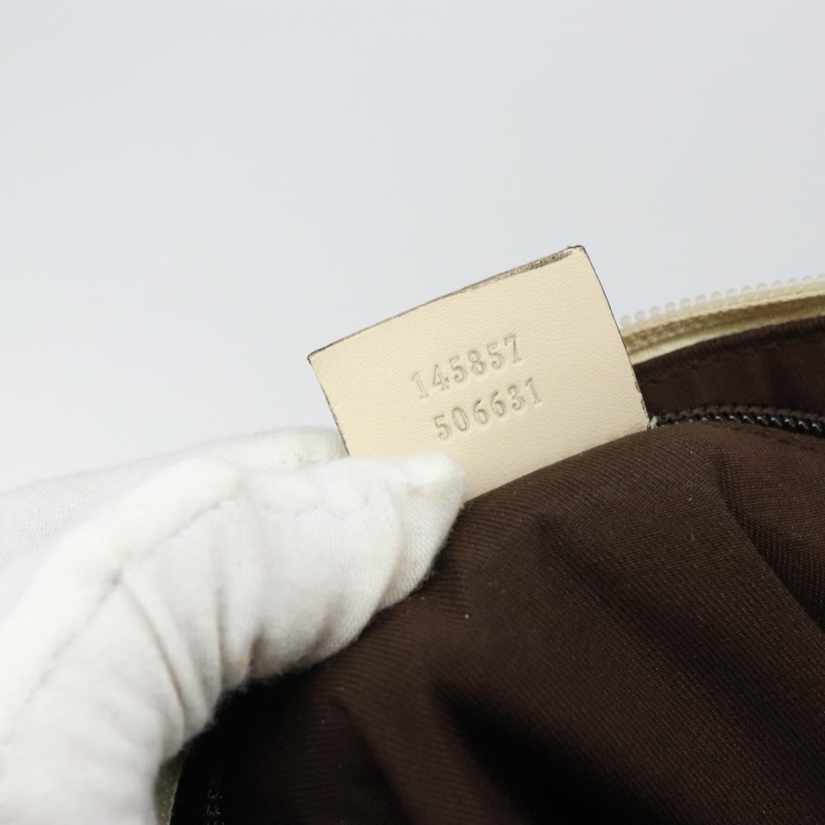 GUCCI GG Canvas Shoulder Bag Beige Silver 145857 Auth 145193