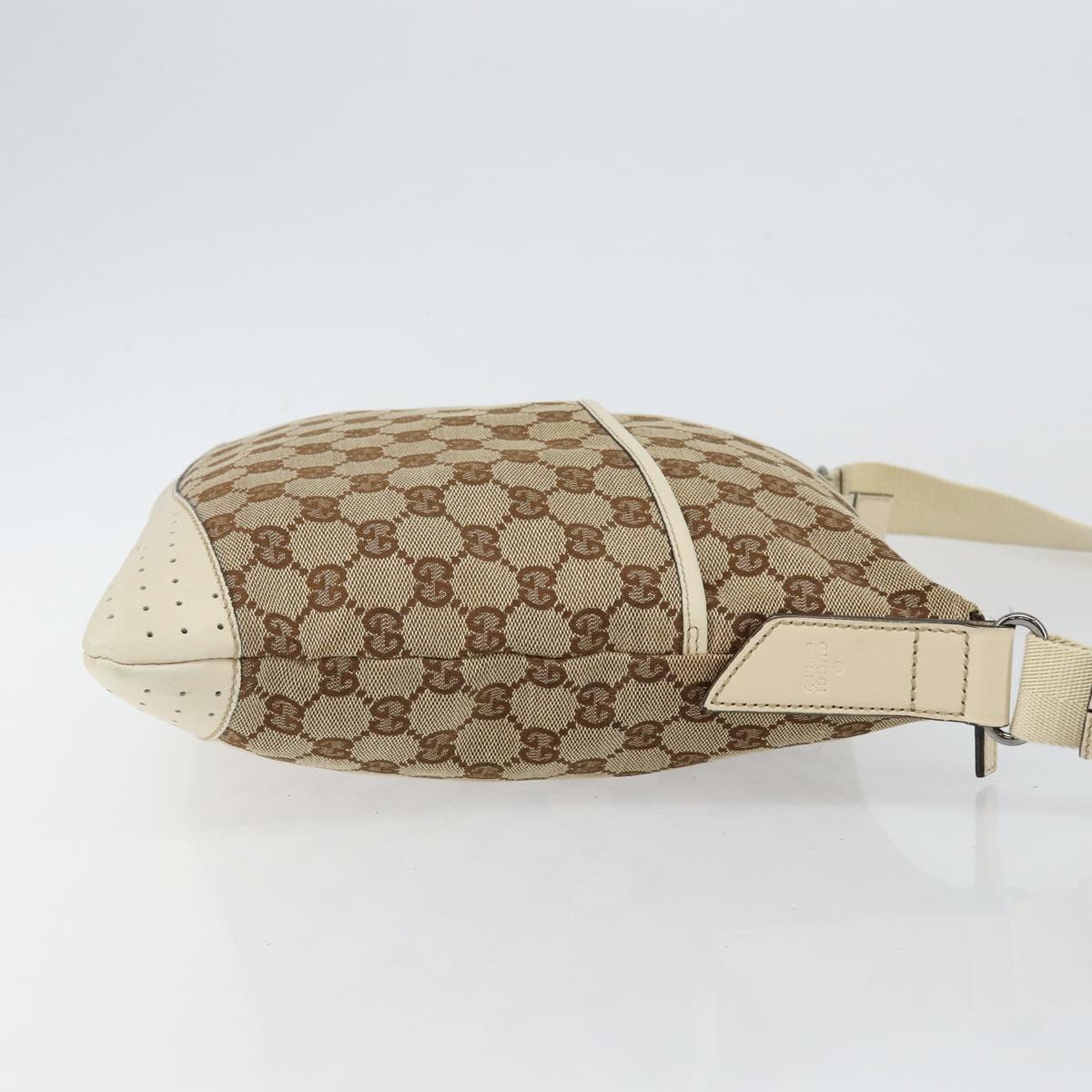 GUCCI GG Canvas Shoulder Bag Beige Silver 145857 Auth 145193
