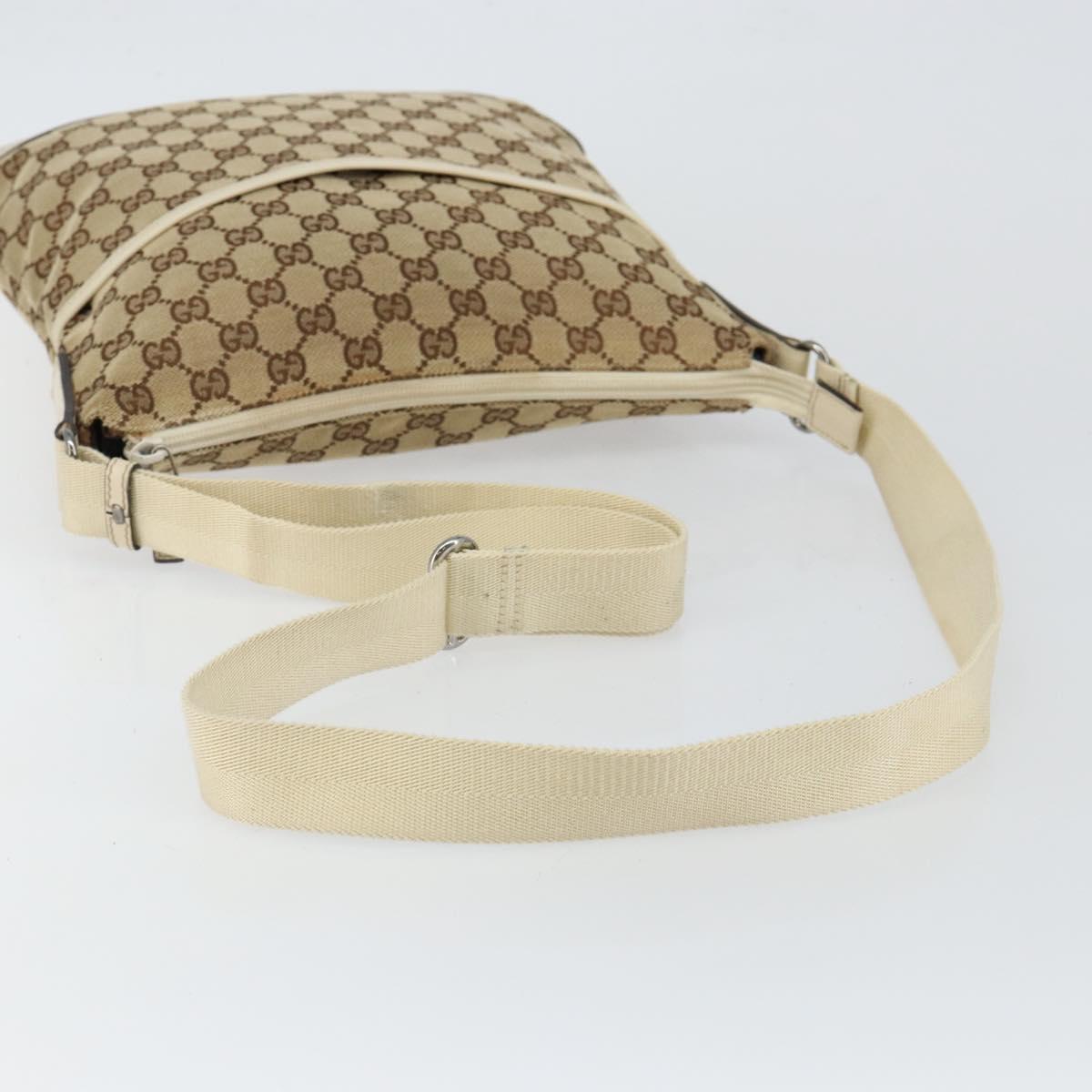 GUCCI GG Canvas Shoulder Bag Beige Silver 145857 Auth 145193