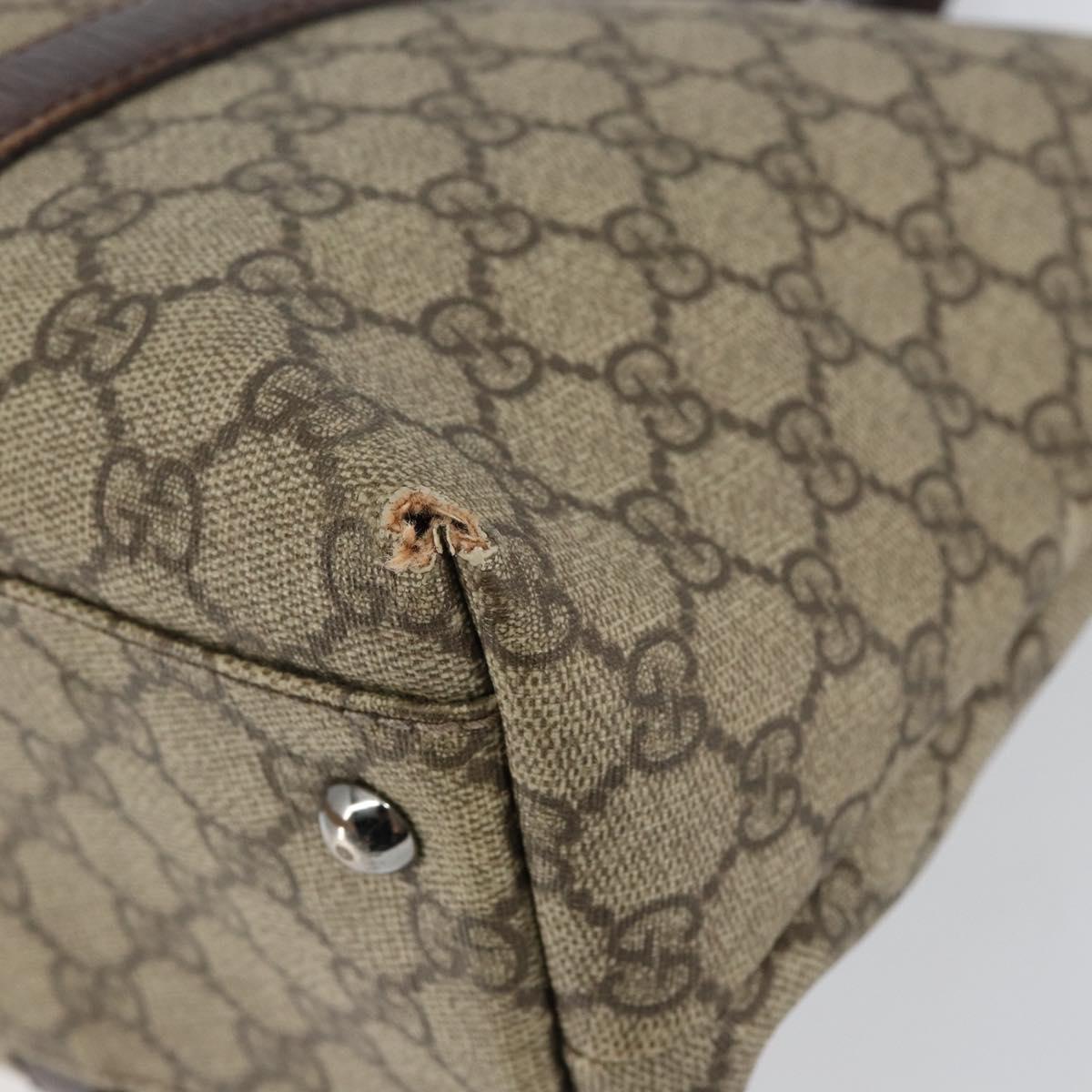 GUCCI GG Supreme Tote Bag PVC Beige Silver 114595 Auth 145194