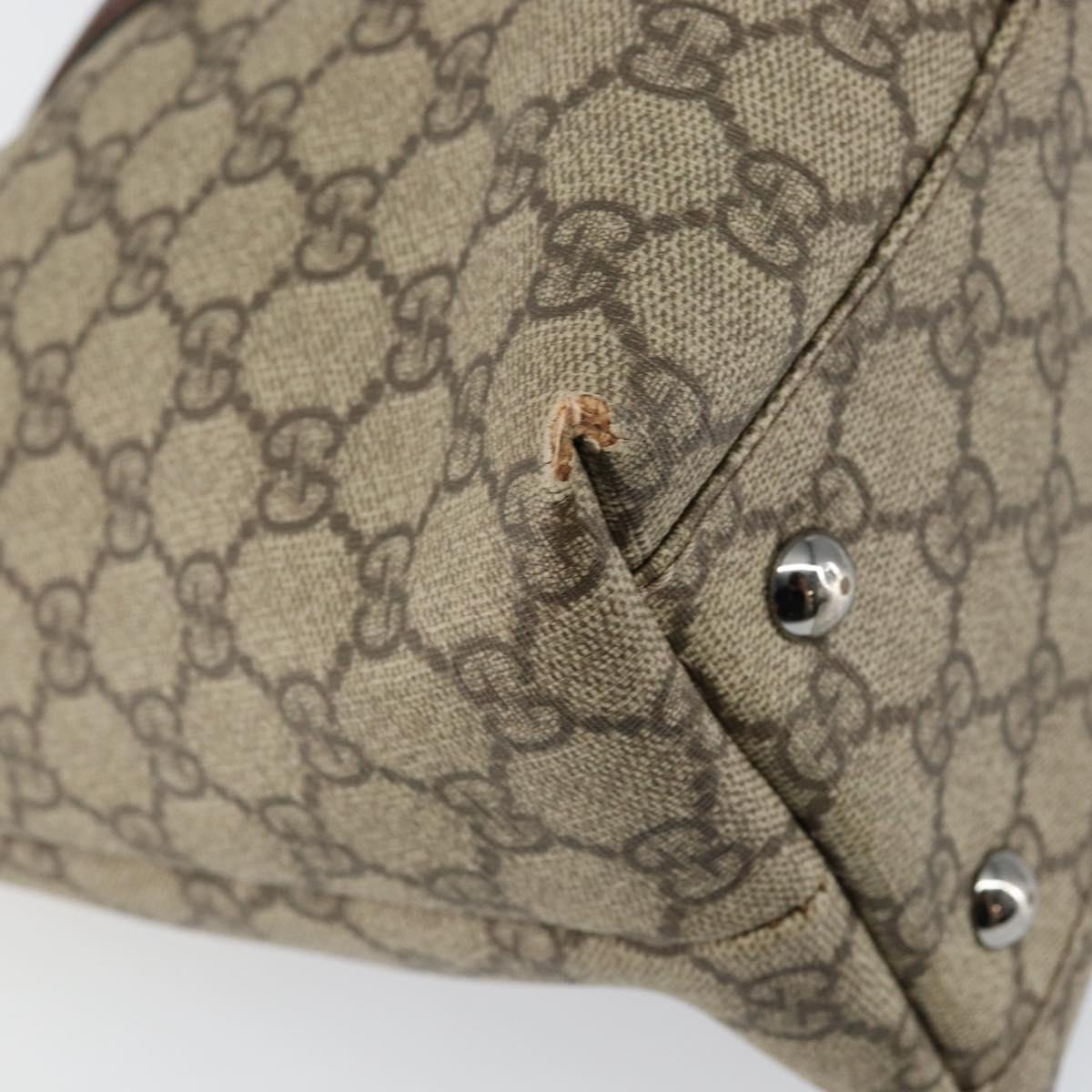 GUCCI GG Supreme Tote Bag PVC Beige Silver 114595 Auth 145194