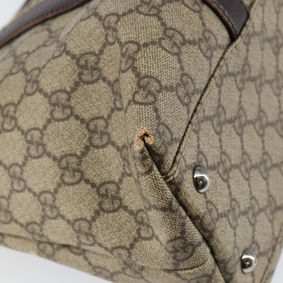 GUCCI GG Supreme Tote Bag PVC Beige Silver 114595 Auth 145194