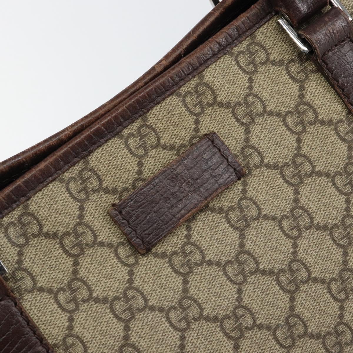 GUCCI GG Supreme Tote Bag PVC Beige Silver 114595 Auth 145194