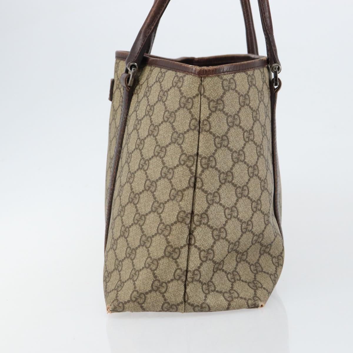 GUCCI GG Supreme Tote Bag PVC Beige Silver 114595 Auth 145194