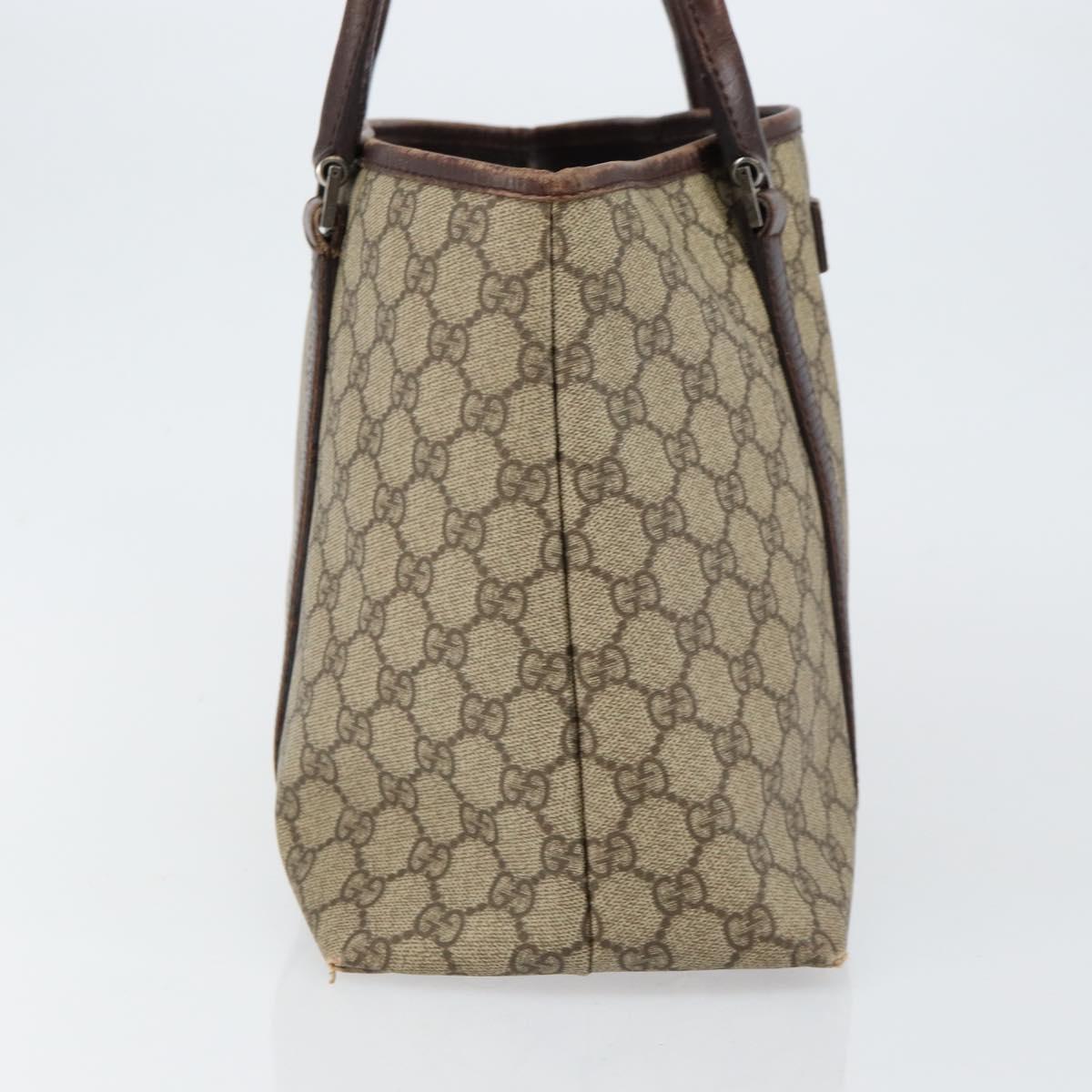 GUCCI GG Supreme Tote Bag PVC Beige Silver 114595 Auth 145194
