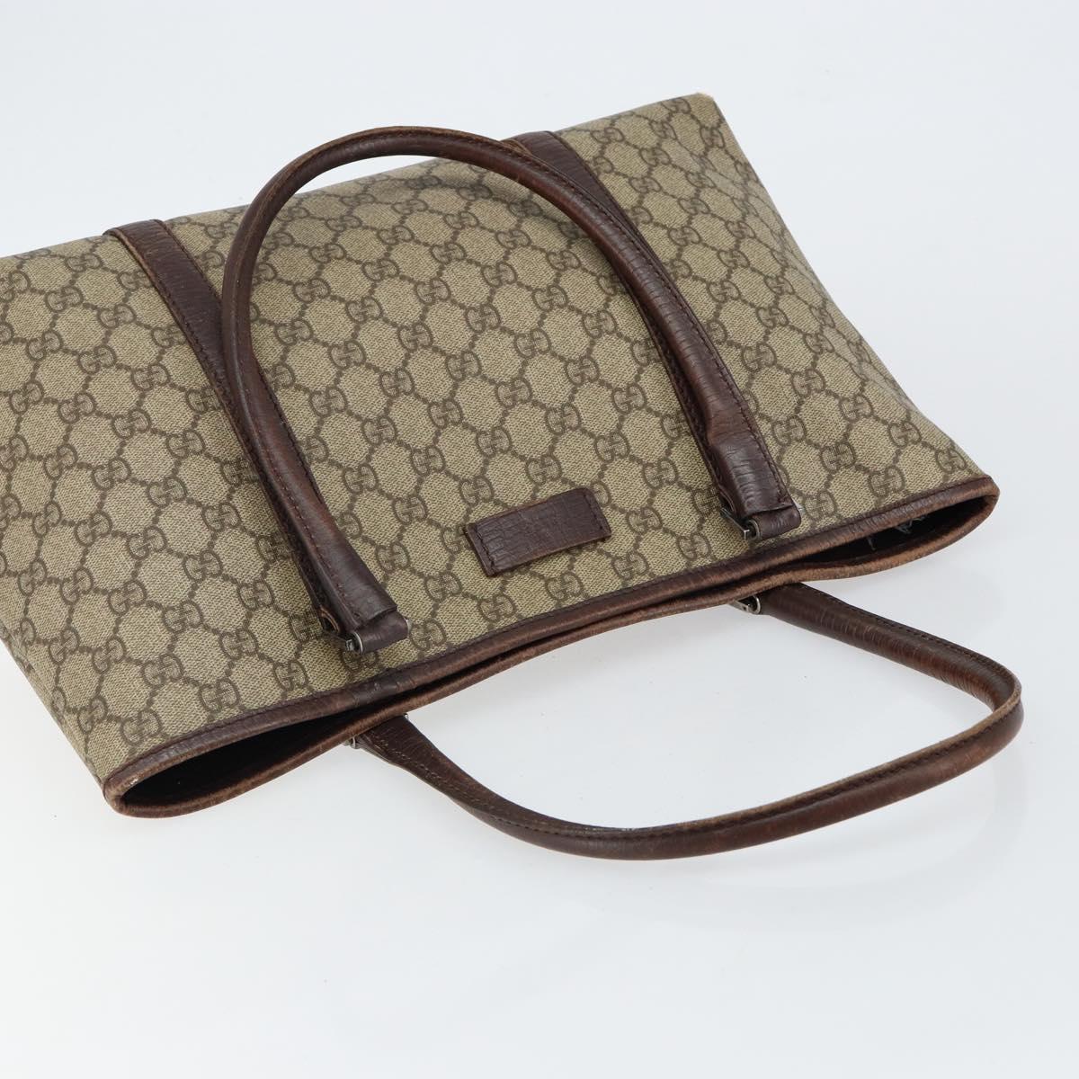 GUCCI GG Supreme Tote Bag PVC Beige Silver 114595 Auth 145194
