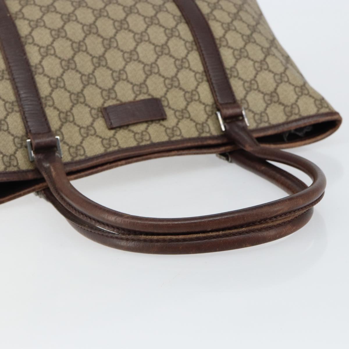 GUCCI GG Supreme Tote Bag PVC Beige Silver 114595 Auth 145194