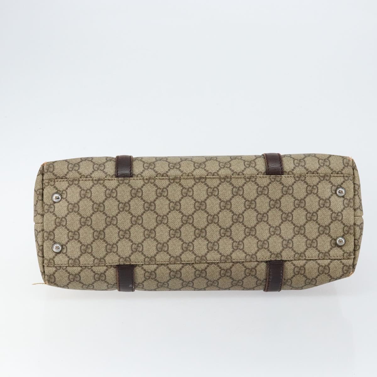 GUCCI GG Supreme Tote Bag PVC Beige Silver 114595 Auth 145194