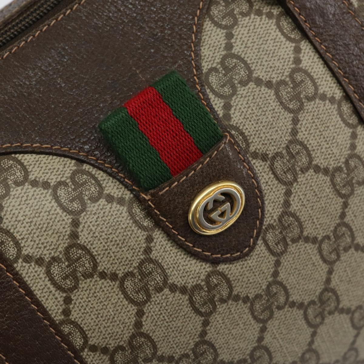 GUCCI GG Supreme Web Sherry Line Boston Bag PVC Beige Gold 40 02 007 Auth 145195