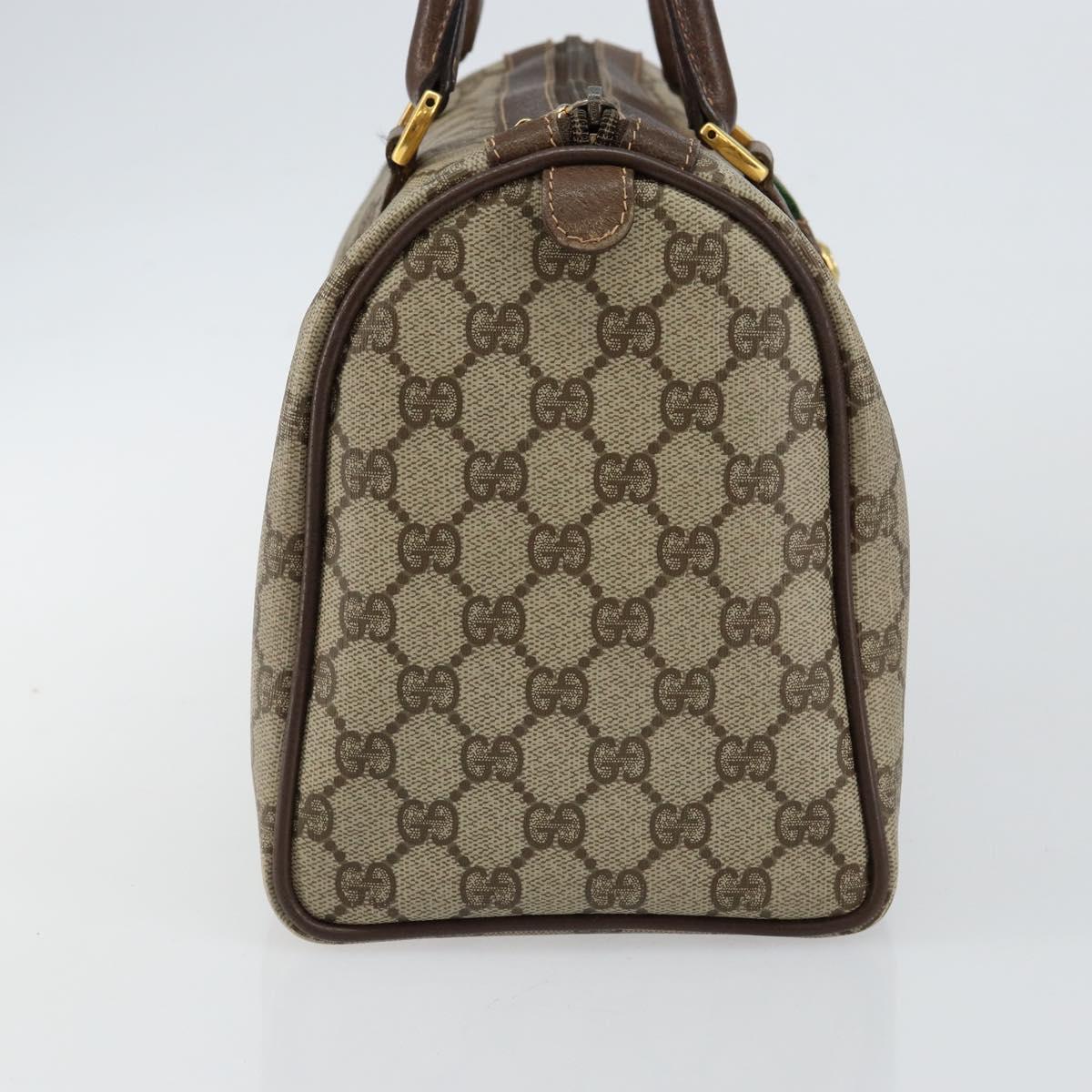 GUCCI GG Supreme Web Sherry Line Boston Bag PVC Beige Gold 40 02 007 Auth 145195