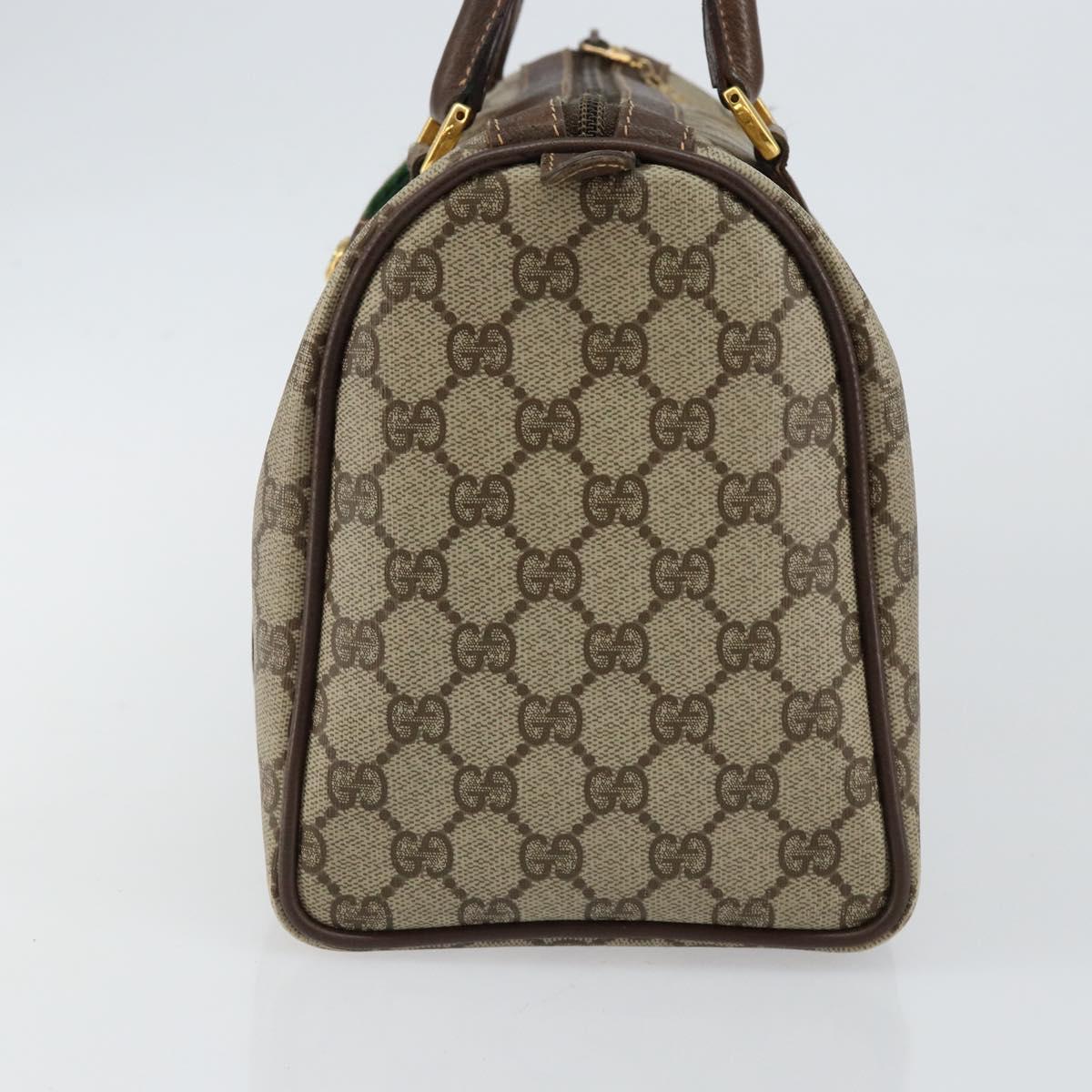 GUCCI GG Supreme Web Sherry Line Boston Bag PVC Beige Gold 40 02 007 Auth 145195