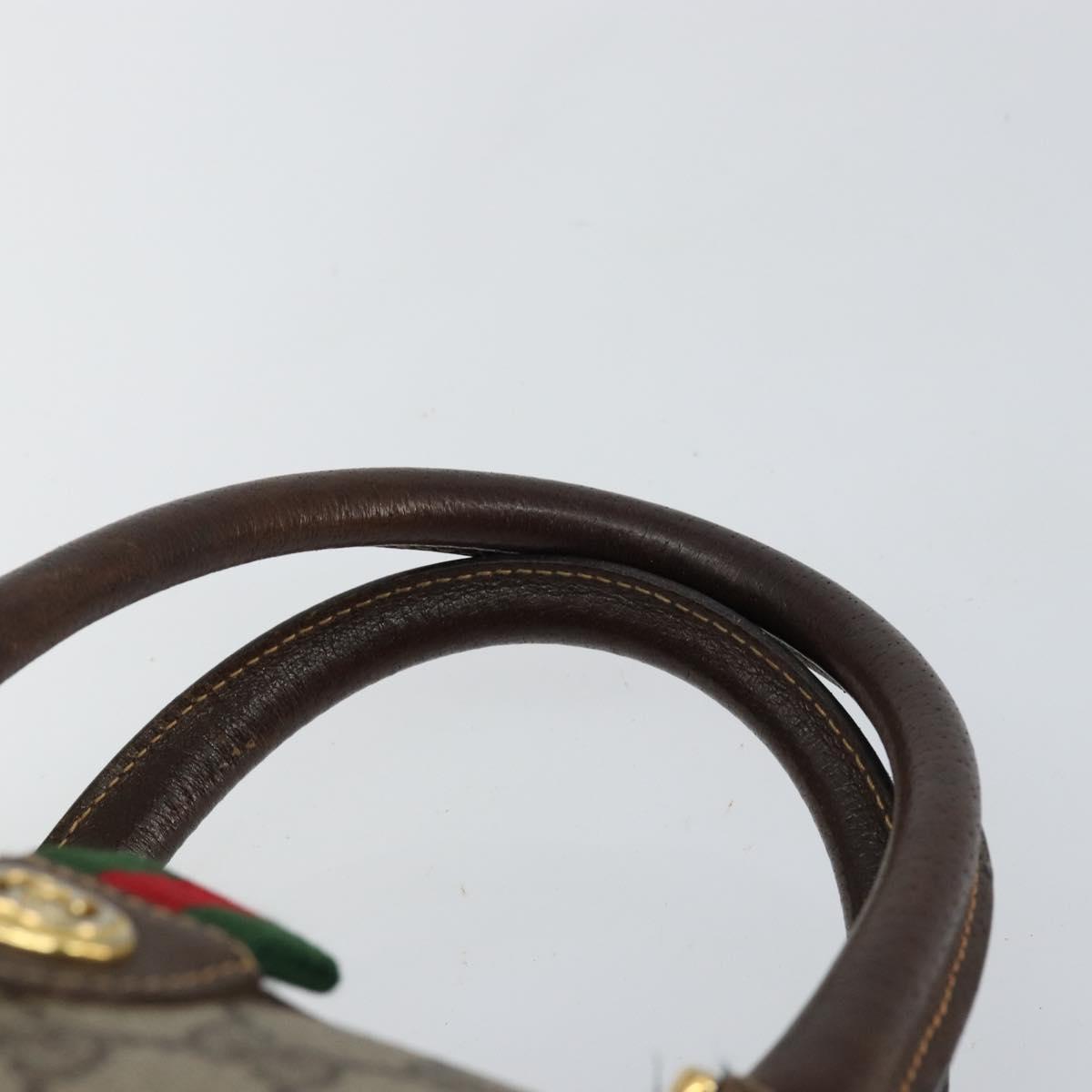 GUCCI GG Supreme Web Sherry Line Boston Bag PVC Beige Gold 40 02 007 Auth 145195