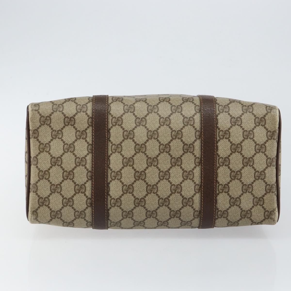 GUCCI GG Supreme Web Sherry Line Boston Bag PVC Beige Gold 40 02 007 Auth 145195
