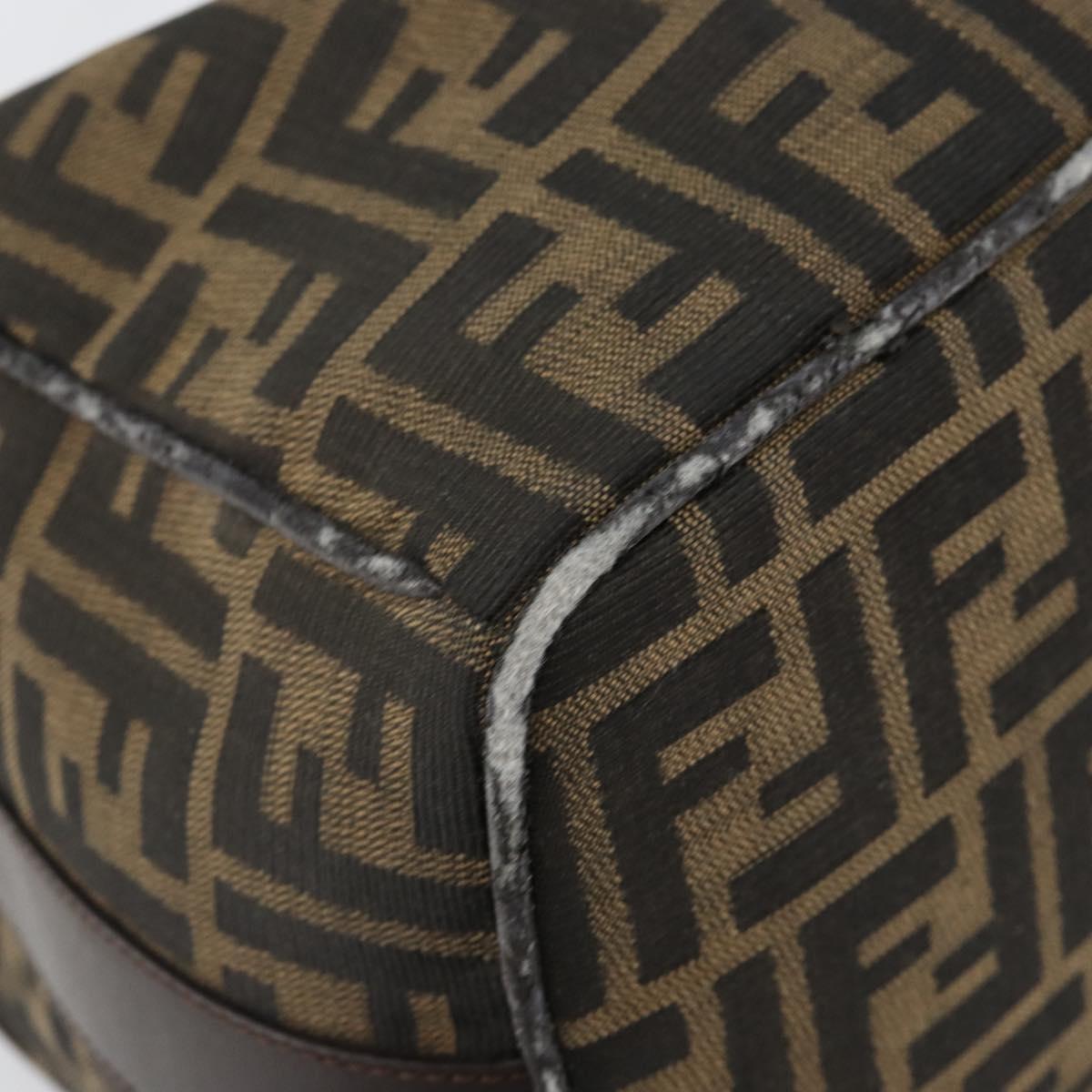 FENDI Zucca Canvas Hand Bag Black Brown Auth 145200