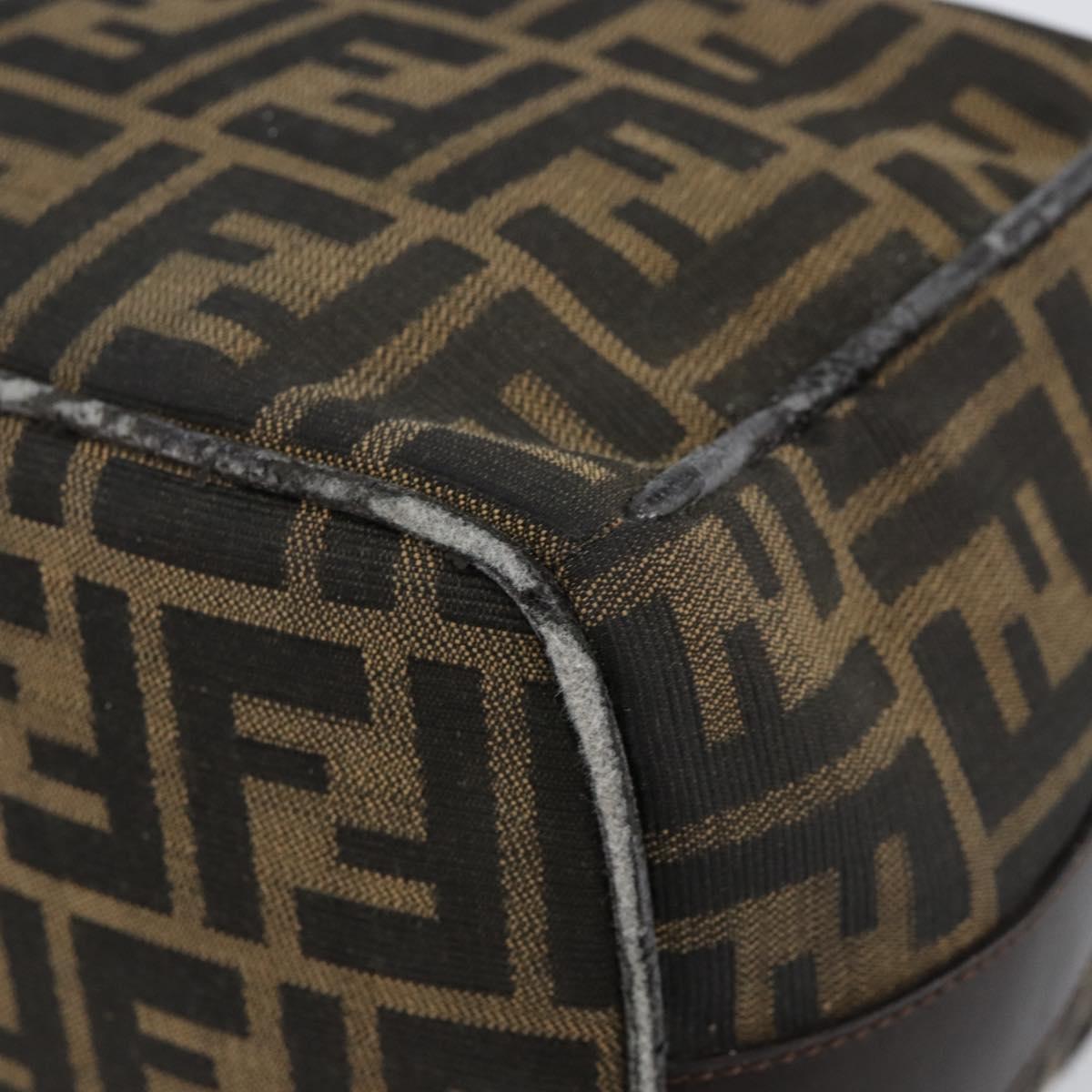 FENDI Zucca Canvas Hand Bag Black Brown Auth 145200