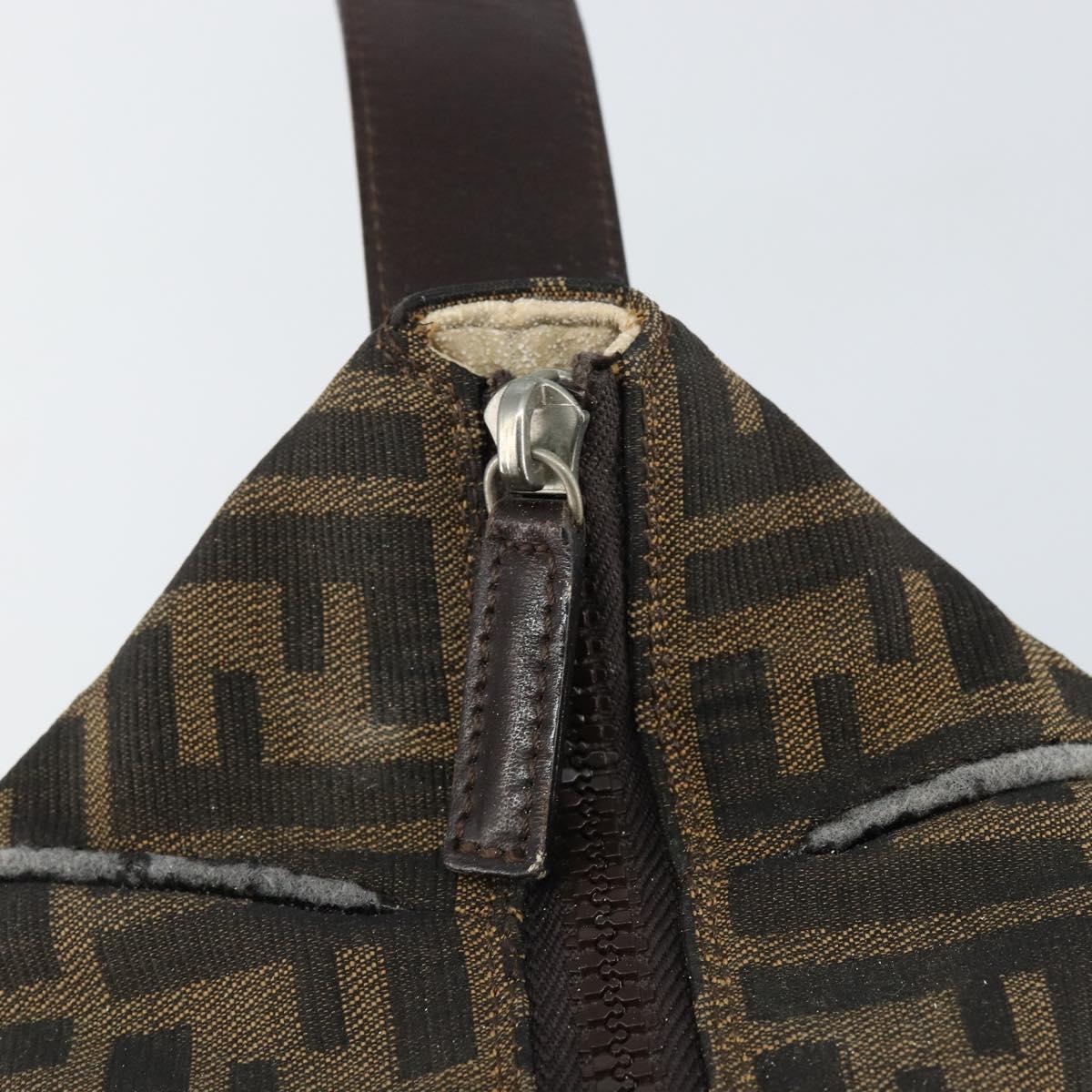 FENDI Zucca Canvas Hand Bag Black Brown Auth 145200
