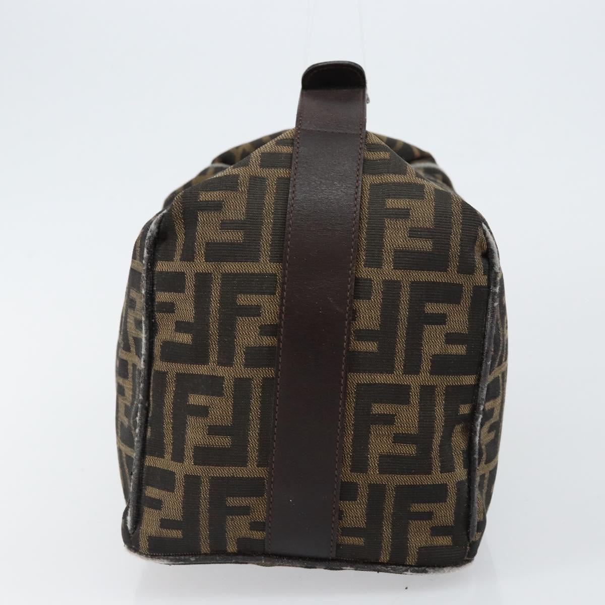 FENDI Zucca Canvas Hand Bag Black Brown Auth 145200