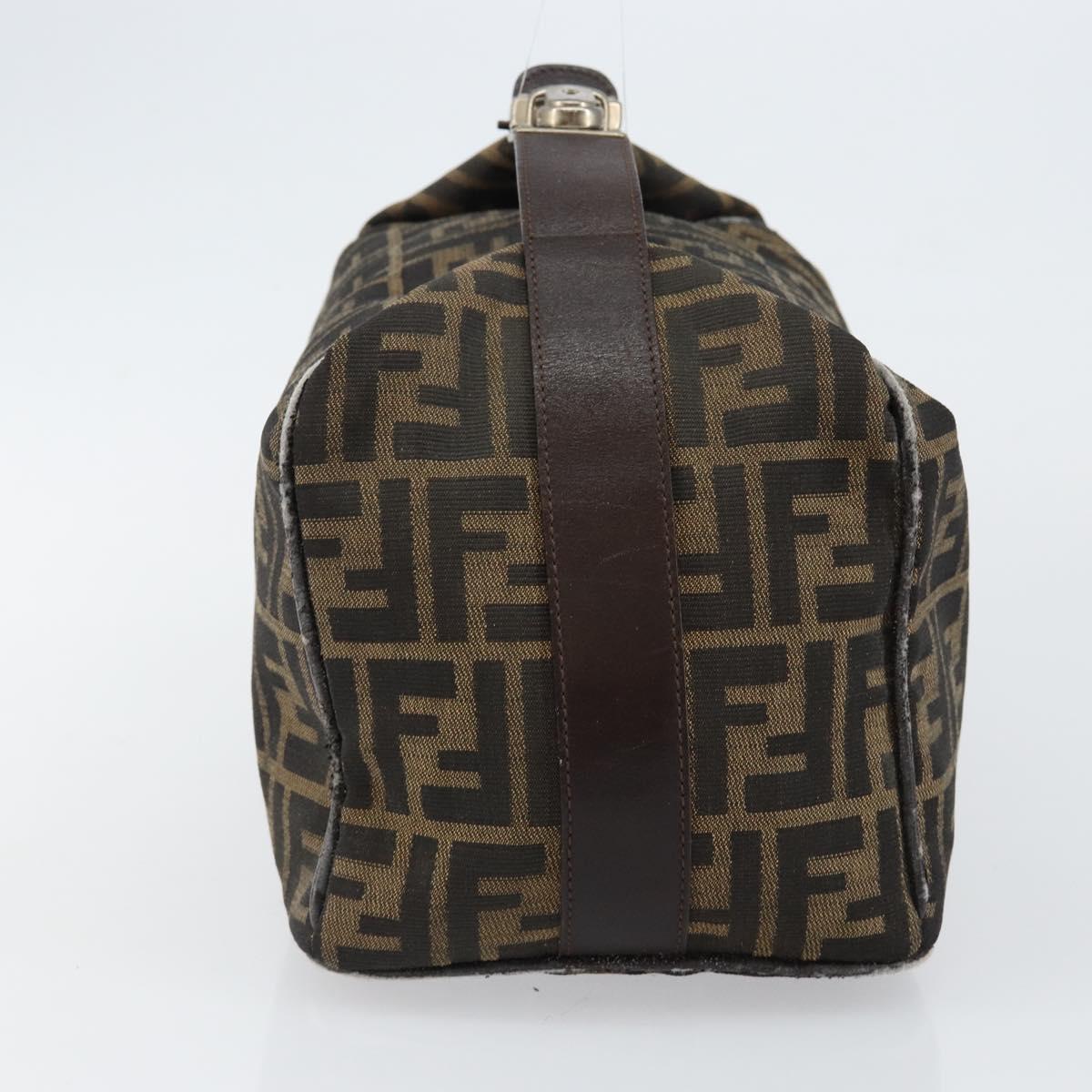 FENDI Zucca Canvas Hand Bag Black Brown Auth 145200
